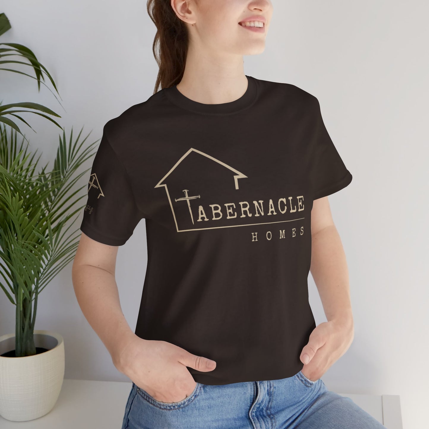 Modern Tee, Custom branded for your Company - Tabernacle Homes on front & sleeve
