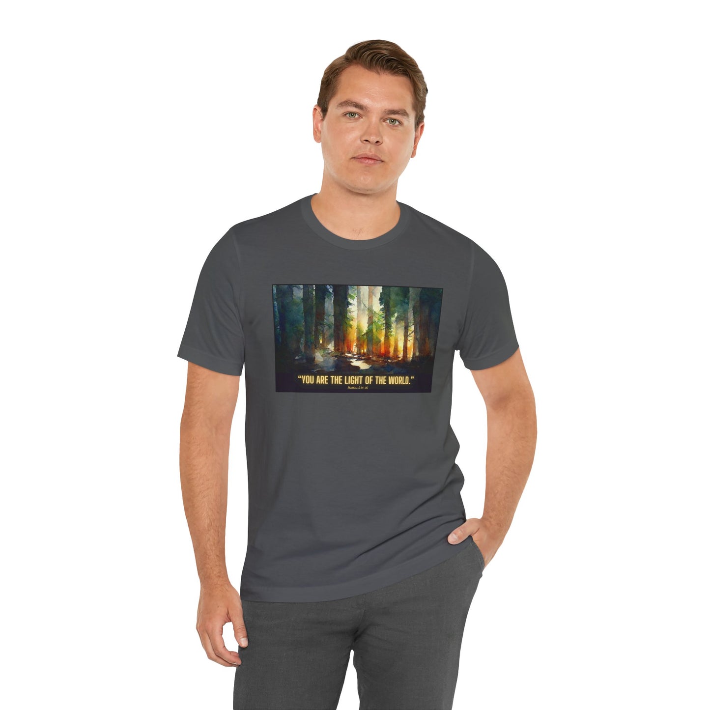 Christian Tee Shirt "Light of the World" Matthew 5:14-16 Unisex Jersey Short Sleeve Tee