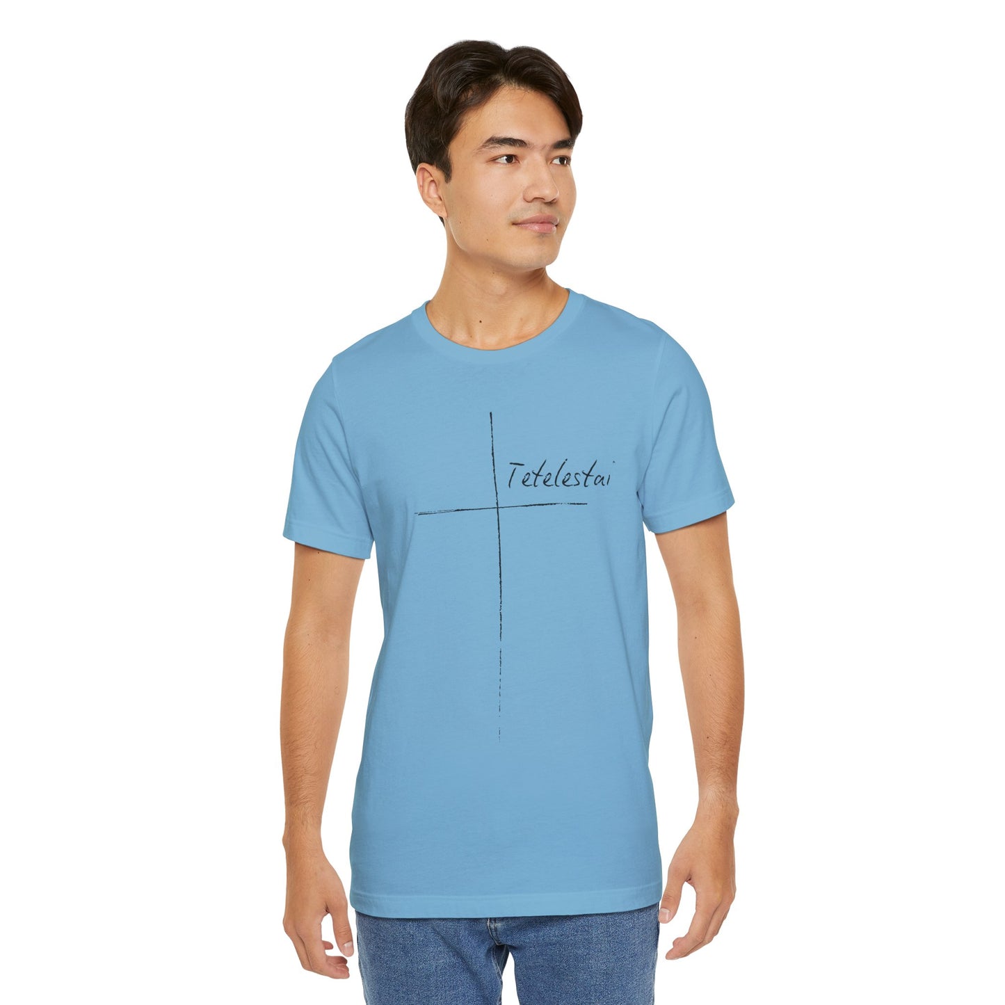 Tetelestai Cross Tee – Minimalist Christian Apparel | 'It Is Finished' Inspirational Faith Shirt