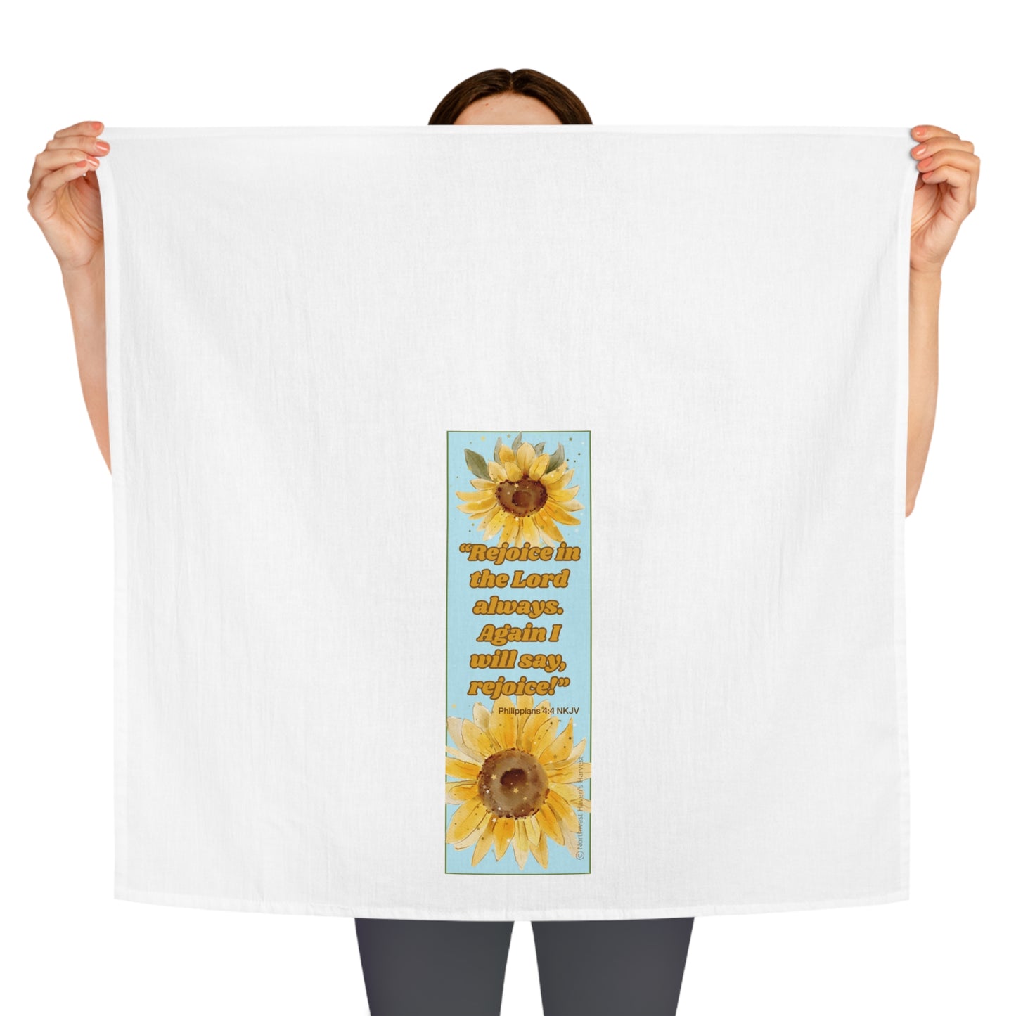 Inspirational Sunflower Tea Towel – Joyful Kitchen Decor with Scripture by Northwest Haven's Harvest