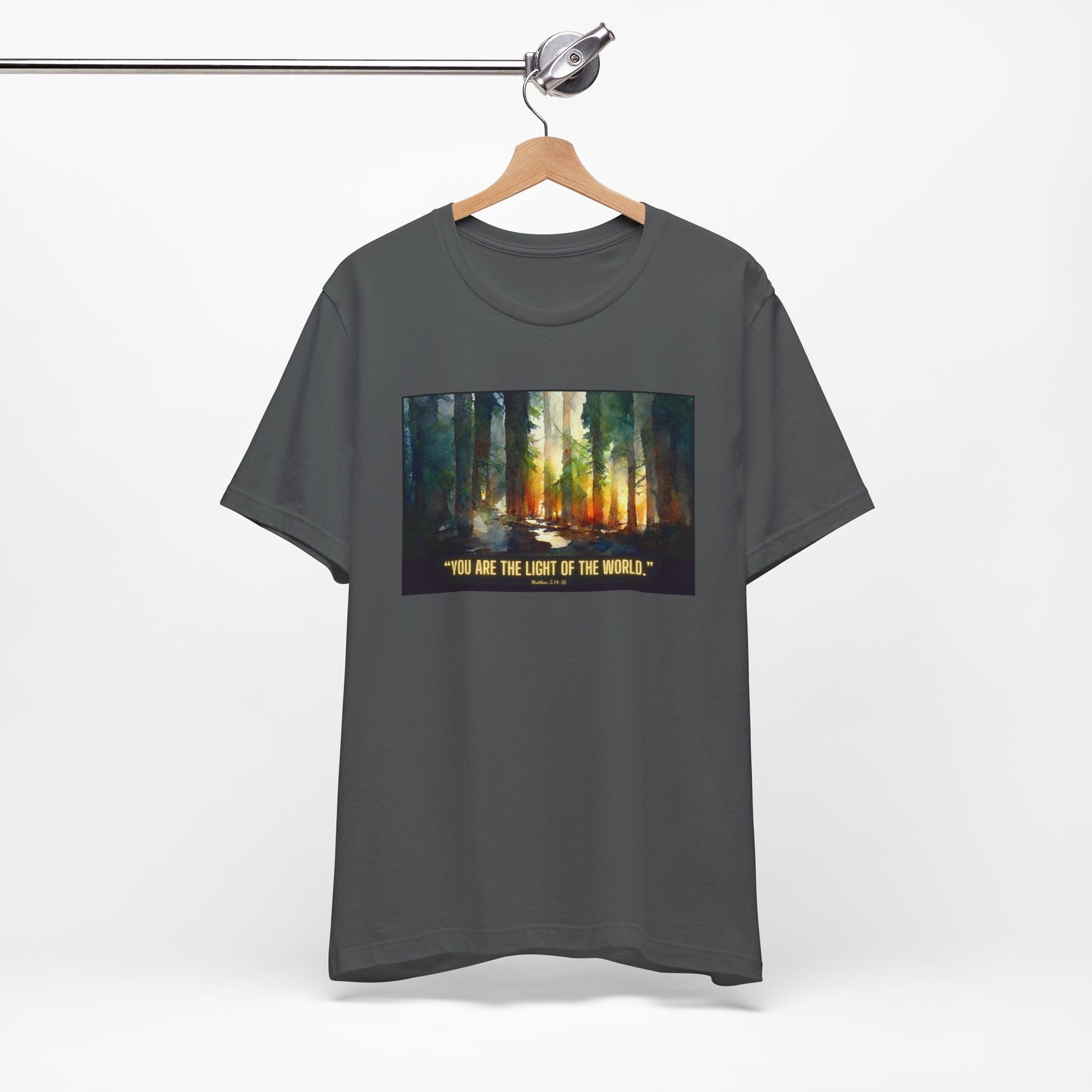 Christian Tee Shirt "Light of the World" Matthew 5:14-16 Unisex Jersey Short Sleeve Tee