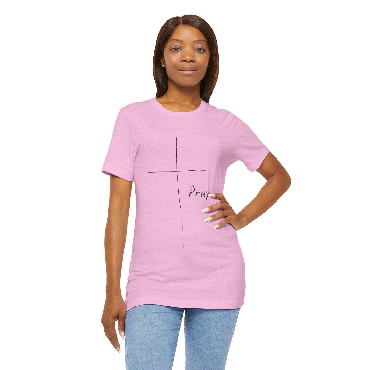"Pray" Cross Tee – Faithful Apparel Reflecting God's Call to Prayer by Northwest Haven's Harvest