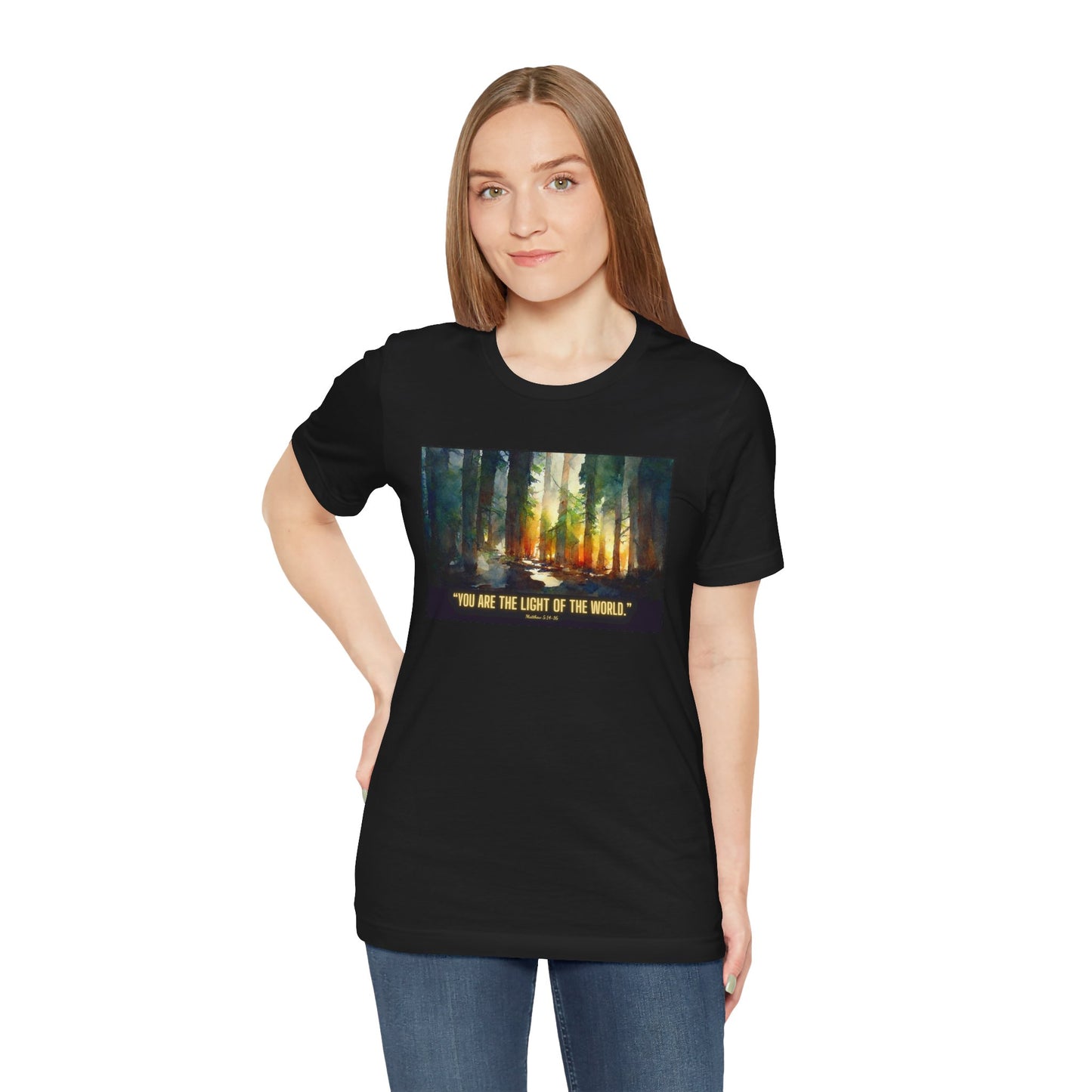Christian Tee Shirt "Light of the World" Matthew 5:14-16 Unisex Jersey Short Sleeve Tee