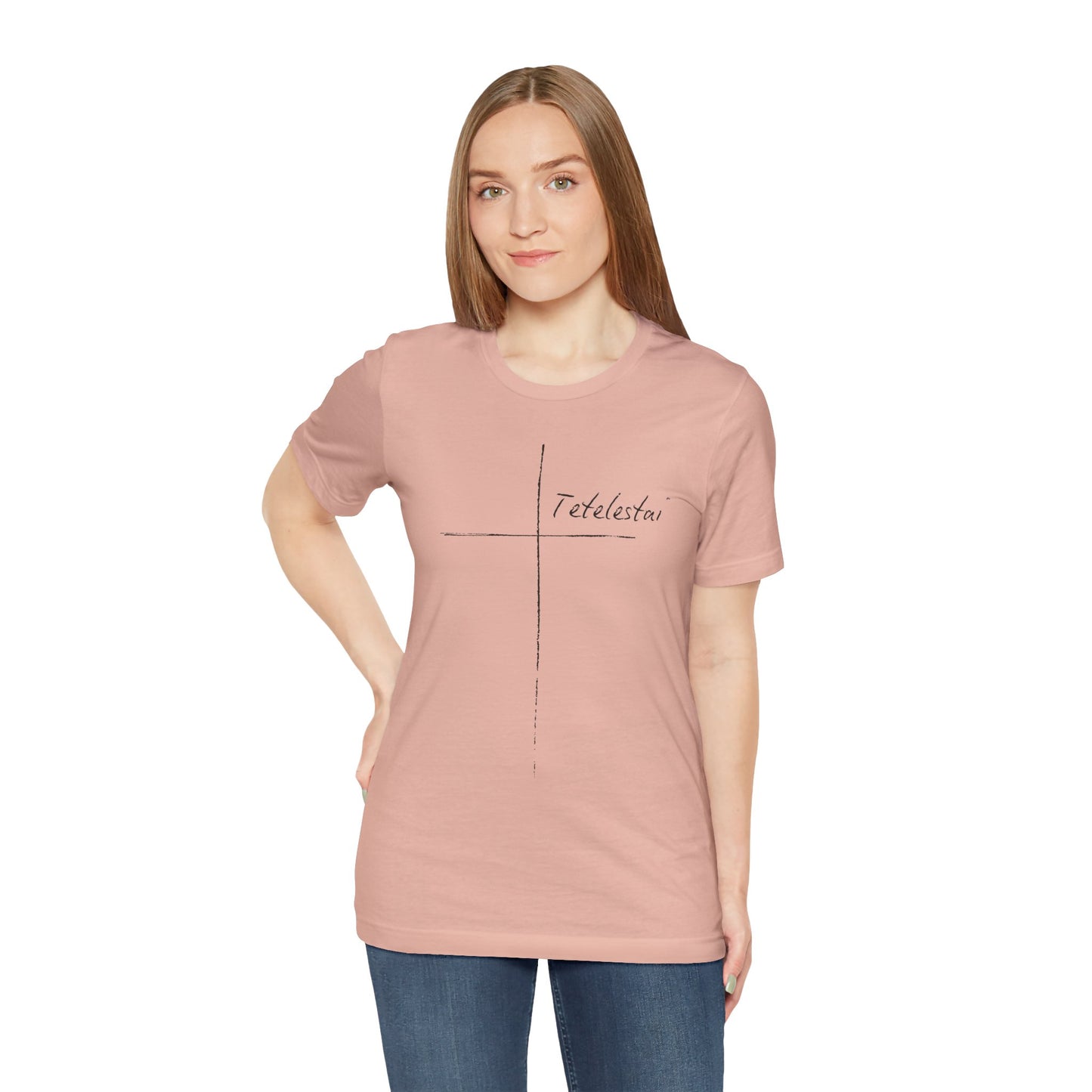 Tetelestai Cross Tee – Minimalist Christian Apparel | 'It Is Finished' Inspirational Faith Shirt