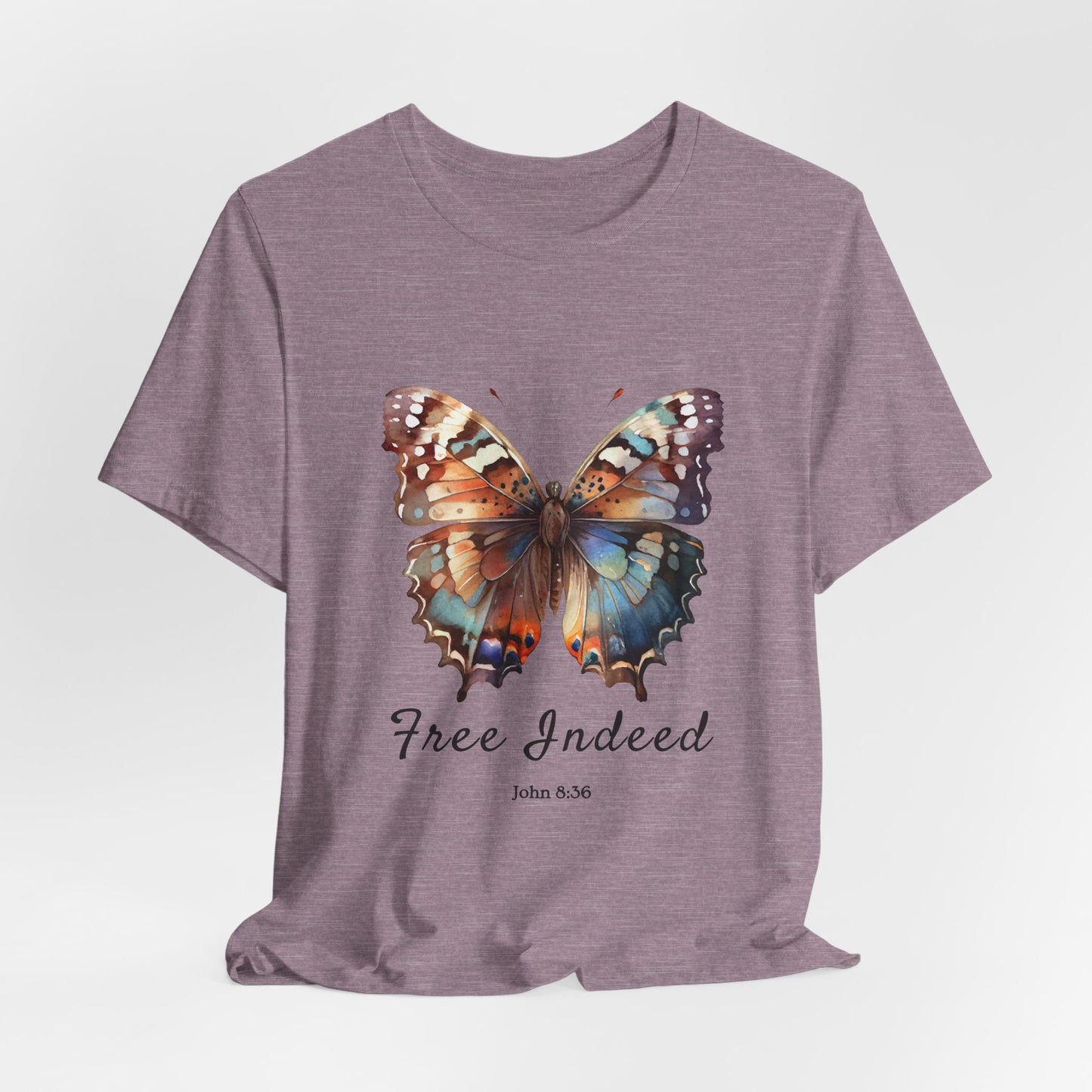"Free Indeed" Butterfly Tee – Faithful Apparel Reflecting God's Truth inspired by John 8:36