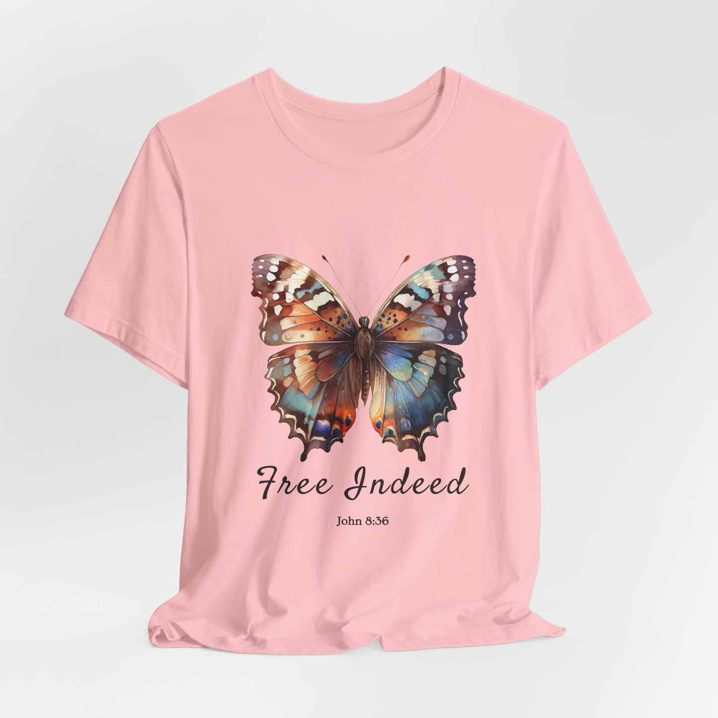 "Free Indeed" Butterfly Tee – Faithful Apparel Reflecting God's Truth inspired by John 8:36