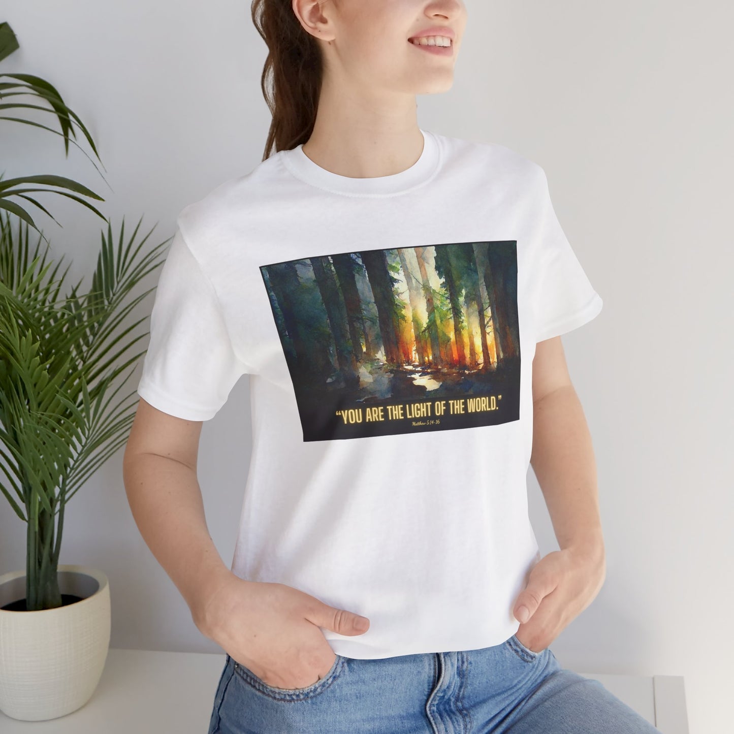 Christian Tee Shirt "Light of the World" Matthew 5:14-16 Unisex Jersey Short Sleeve Tee