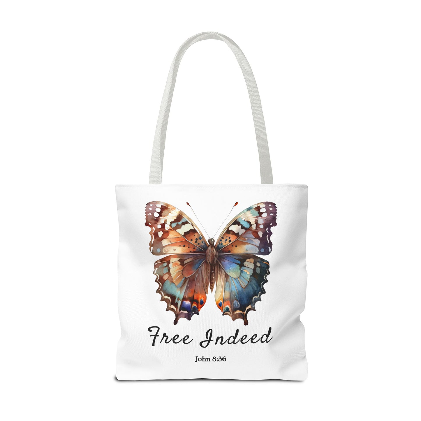 "Free Indeed Butterfly Tote Bag | Celebrate Faith and Freedom | Inspired by John 8:36" Design by Northwest Haven's Harvest"