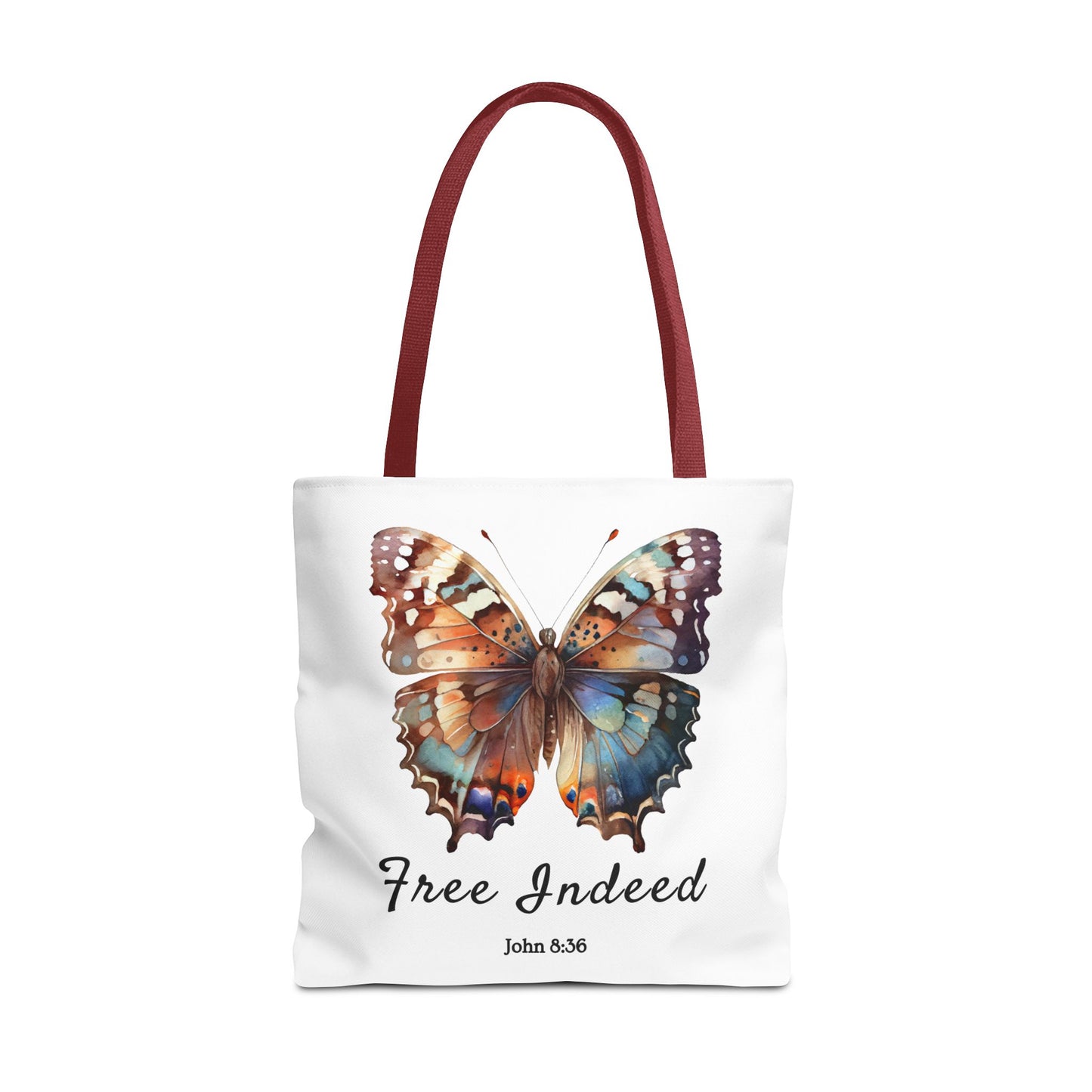 "Free Indeed Butterfly Tote Bag | Celebrate Faith and Freedom | Inspired by John 8:36" Design by Northwest Haven's Harvest"