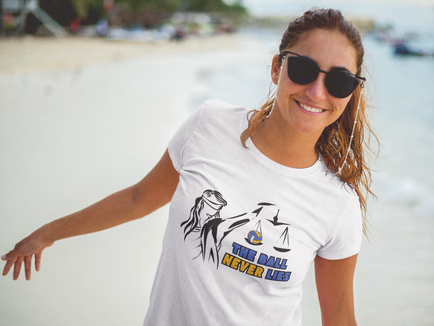 "The Ball Never Lies" Scale of Justice Volleyball Unisex Tee – Beach, Indoor, & Beyond