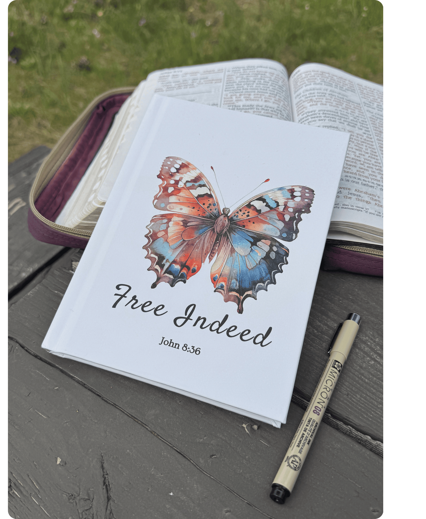 Inspirational Butterfly "Free Indeed" Hardcover Journal – A Beautiful Faith-Based Writing Companion for Reflection and Creativity