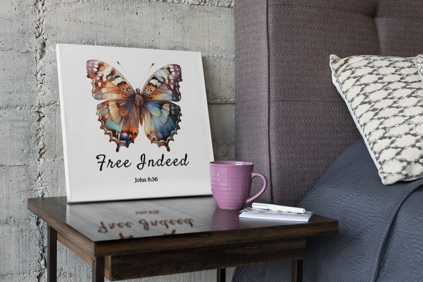 "Free Indeed" Butterfly Canvas – Uplifting Biblical Wall Art by Northwest Haven's Harvest