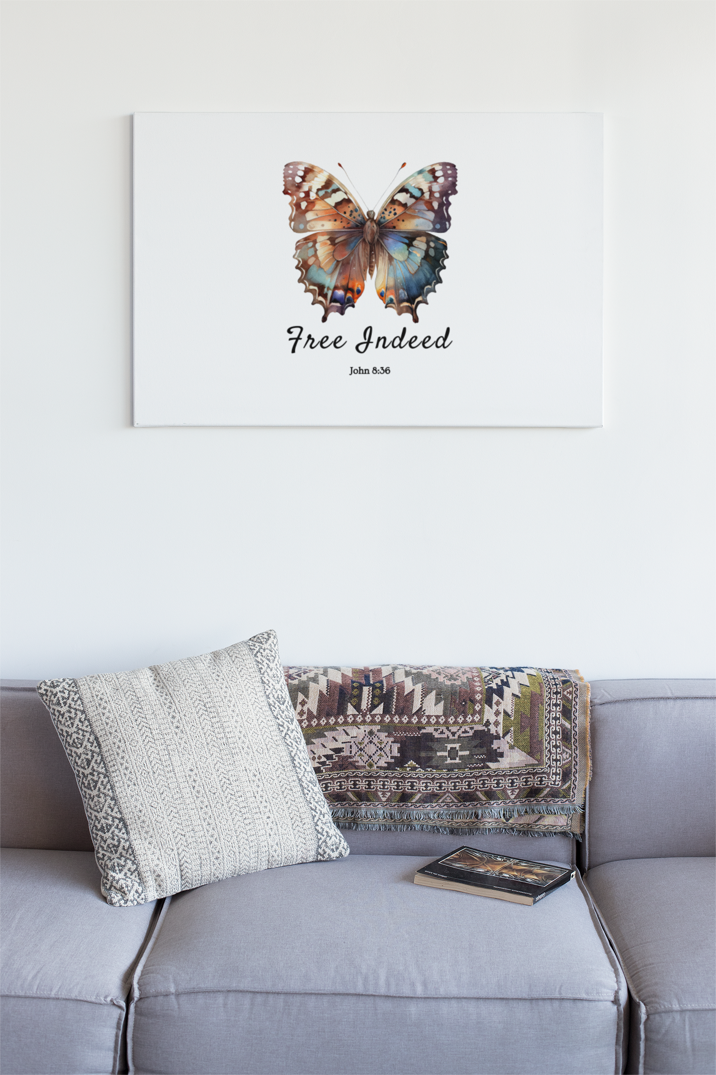 "Free Indeed" Butterfly Canvas – Uplifting Biblical Wall Art by Northwest Haven's Harvest