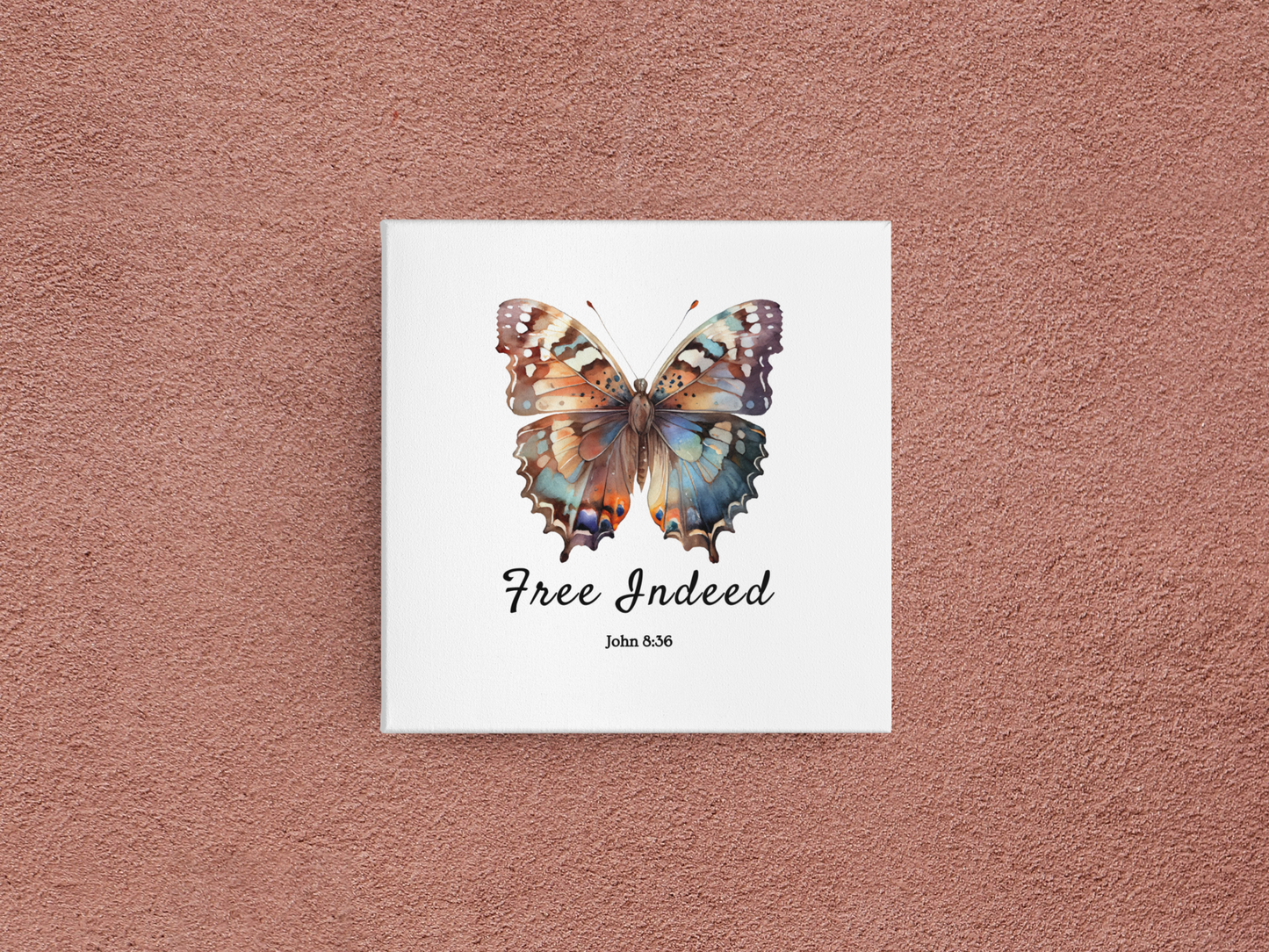 "Free Indeed" Butterfly Canvas – Uplifting Biblical Wall Art by Northwest Haven's Harvest