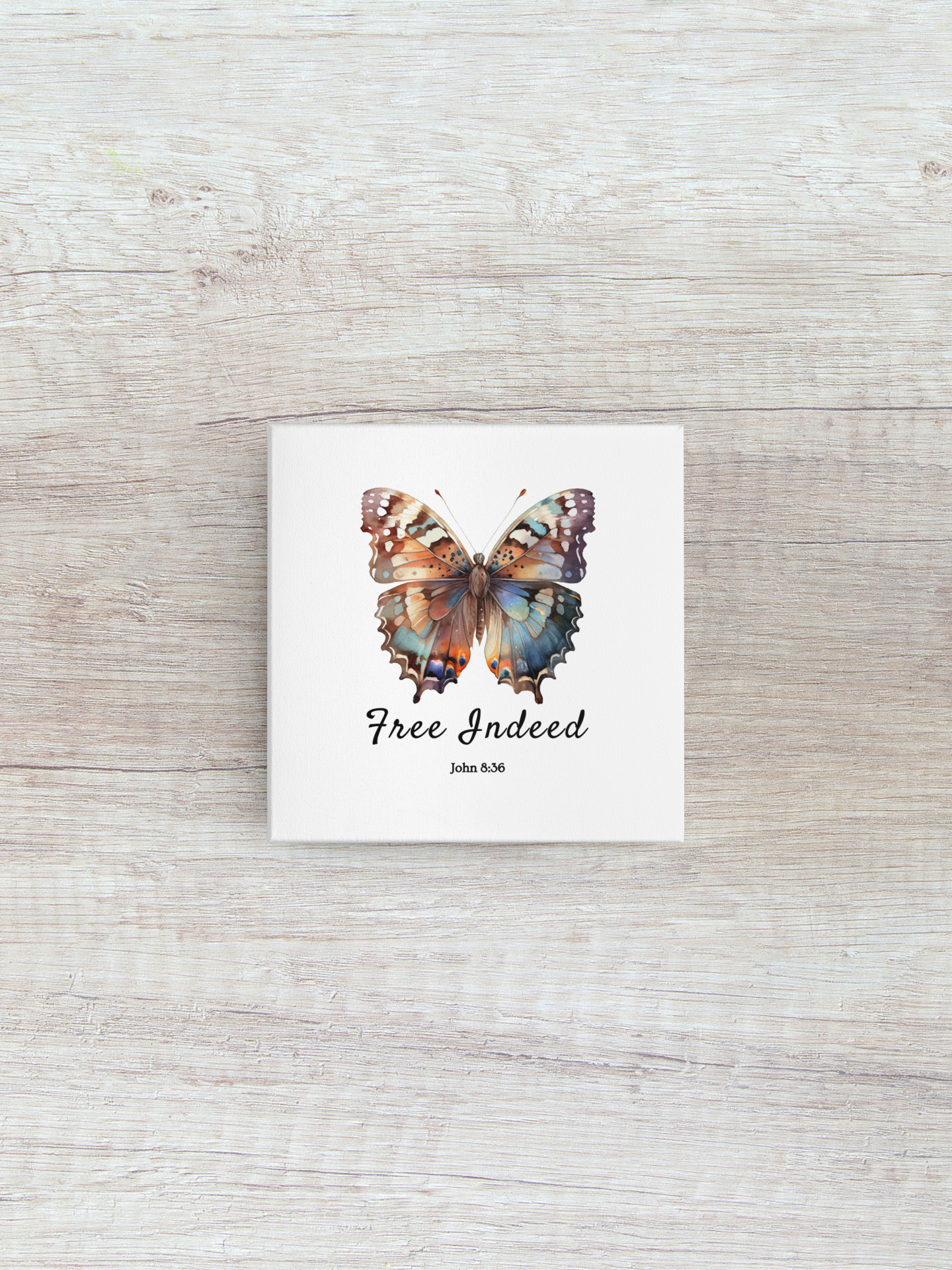 "Free Indeed" Butterfly Canvas – Uplifting Biblical Wall Art by Northwest Haven's Harvest