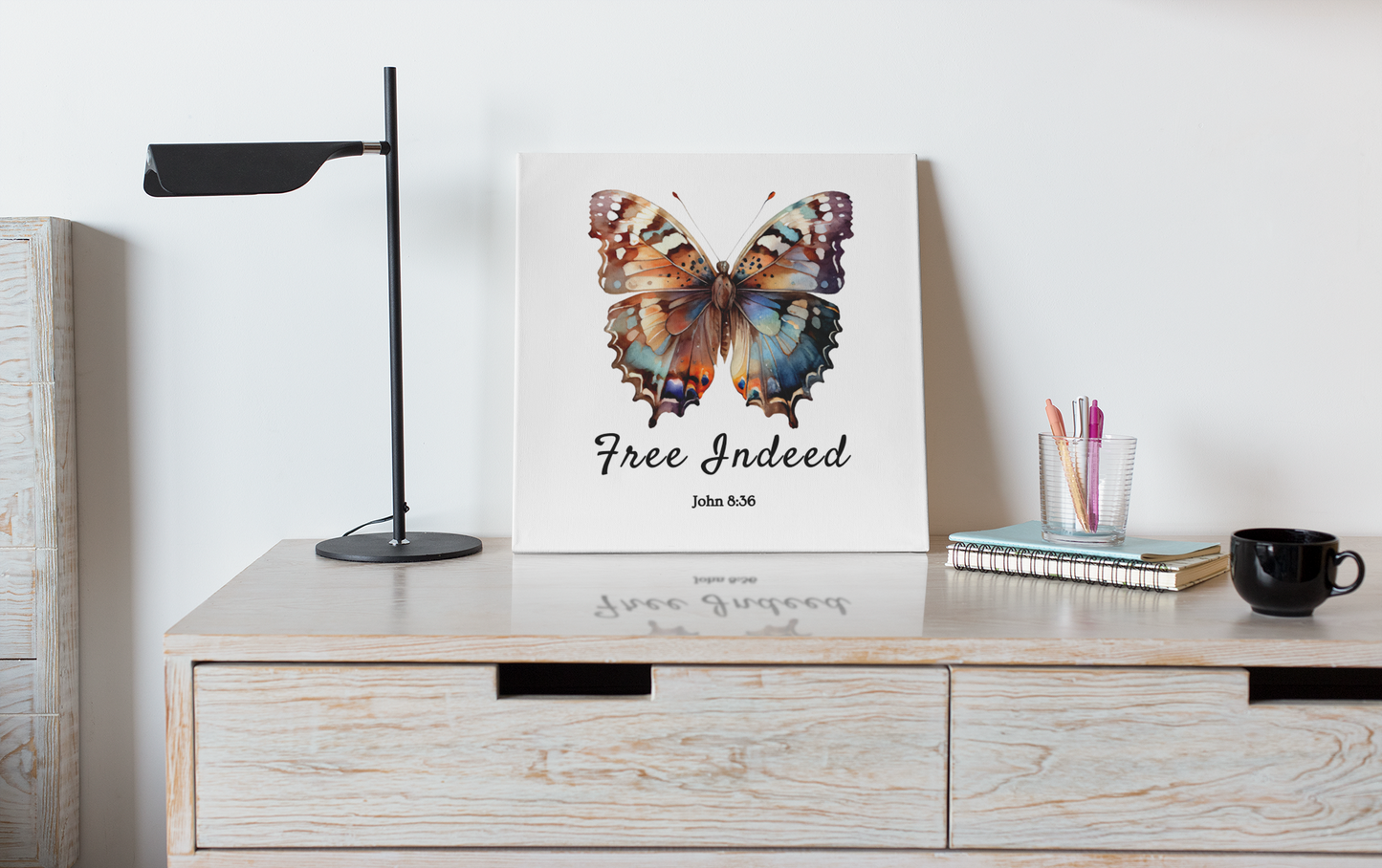 "Free Indeed" Butterfly Canvas – Uplifting Biblical Wall Art by Northwest Haven's Harvest