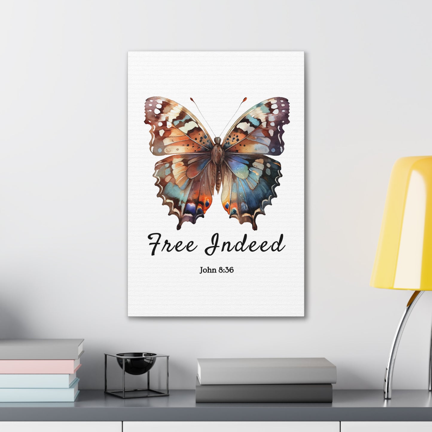 "Free Indeed" Butterfly Canvas – Uplifting Biblical Wall Art by Northwest Haven's Harvest