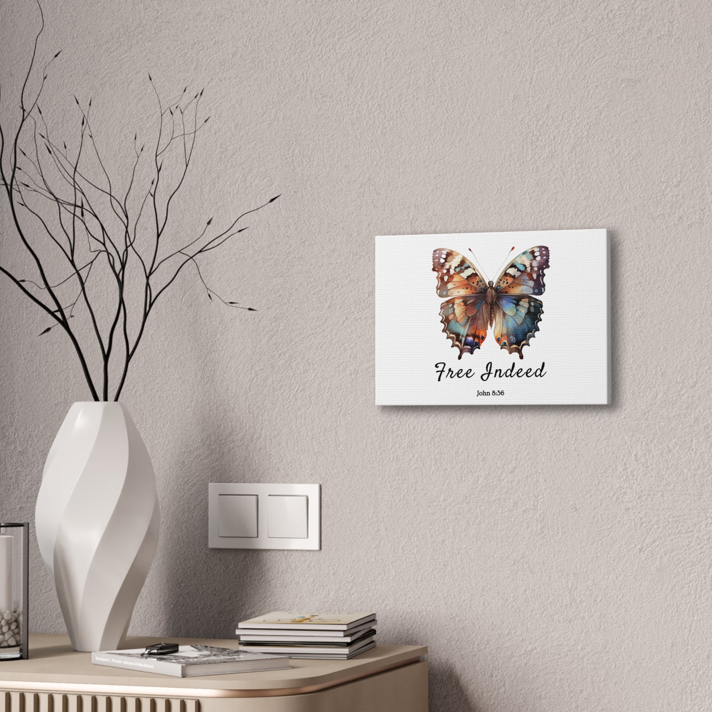 "Free Indeed" Butterfly Canvas – Uplifting Biblical Wall Art by Northwest Haven's Harvest