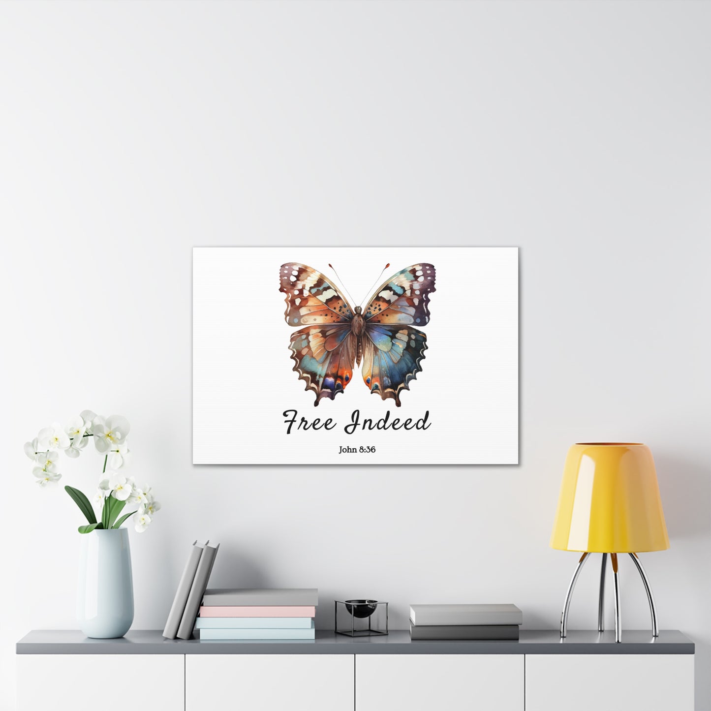 "Free Indeed" Butterfly Canvas – Uplifting Biblical Wall Art by Northwest Haven's Harvest