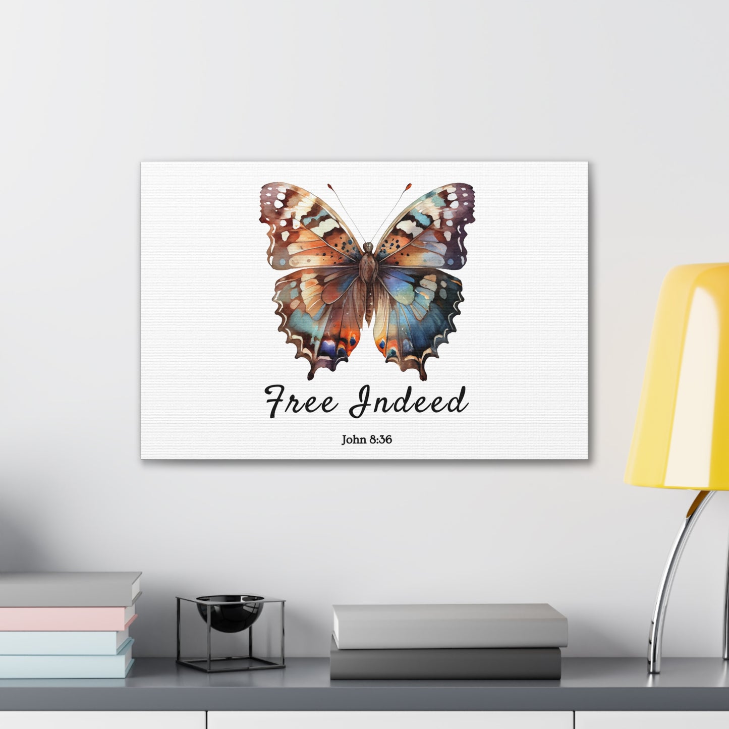 "Free Indeed" Butterfly Canvas – Uplifting Biblical Wall Art by Northwest Haven's Harvest