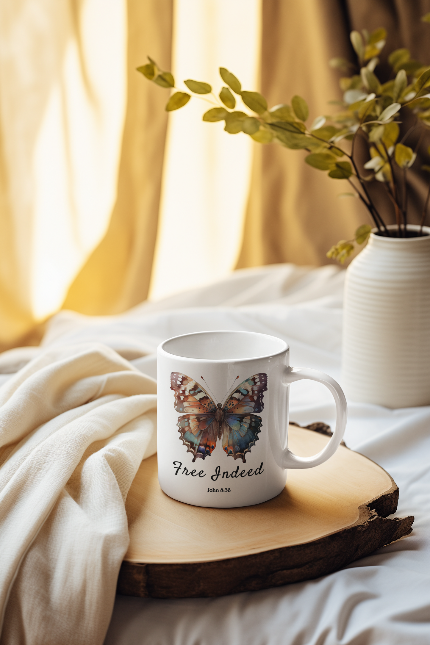 Free Indeed Coffee Mug – Christian Gift, Bible Verse Design