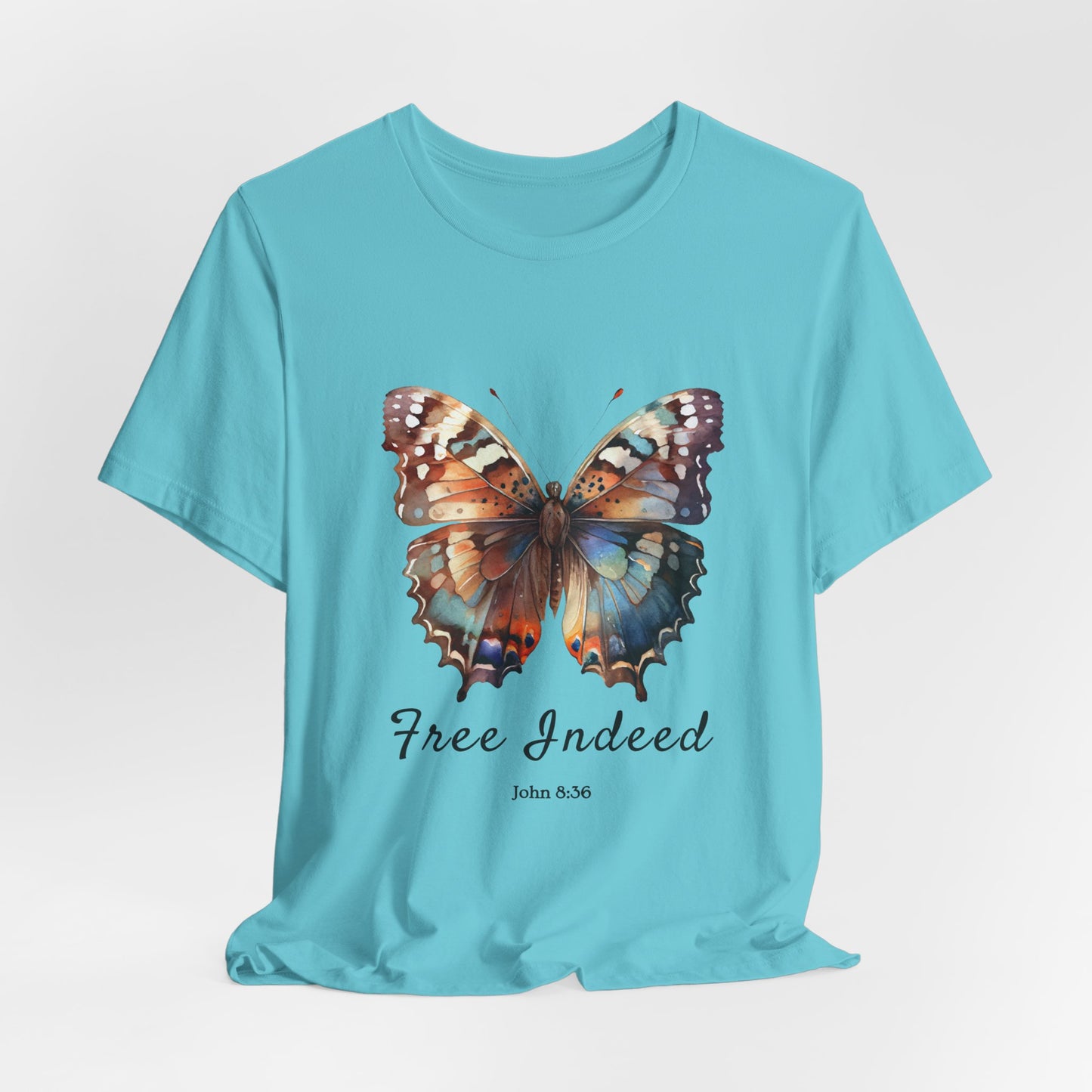 "Free Indeed" Butterfly Tee – Faithful Apparel Reflecting God's Truth inspired by John 8:36