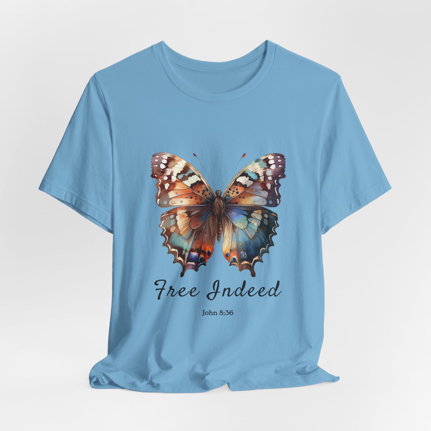 "Free Indeed" Butterfly Tee – Faithful Apparel Reflecting God's Truth inspired by John 8:36