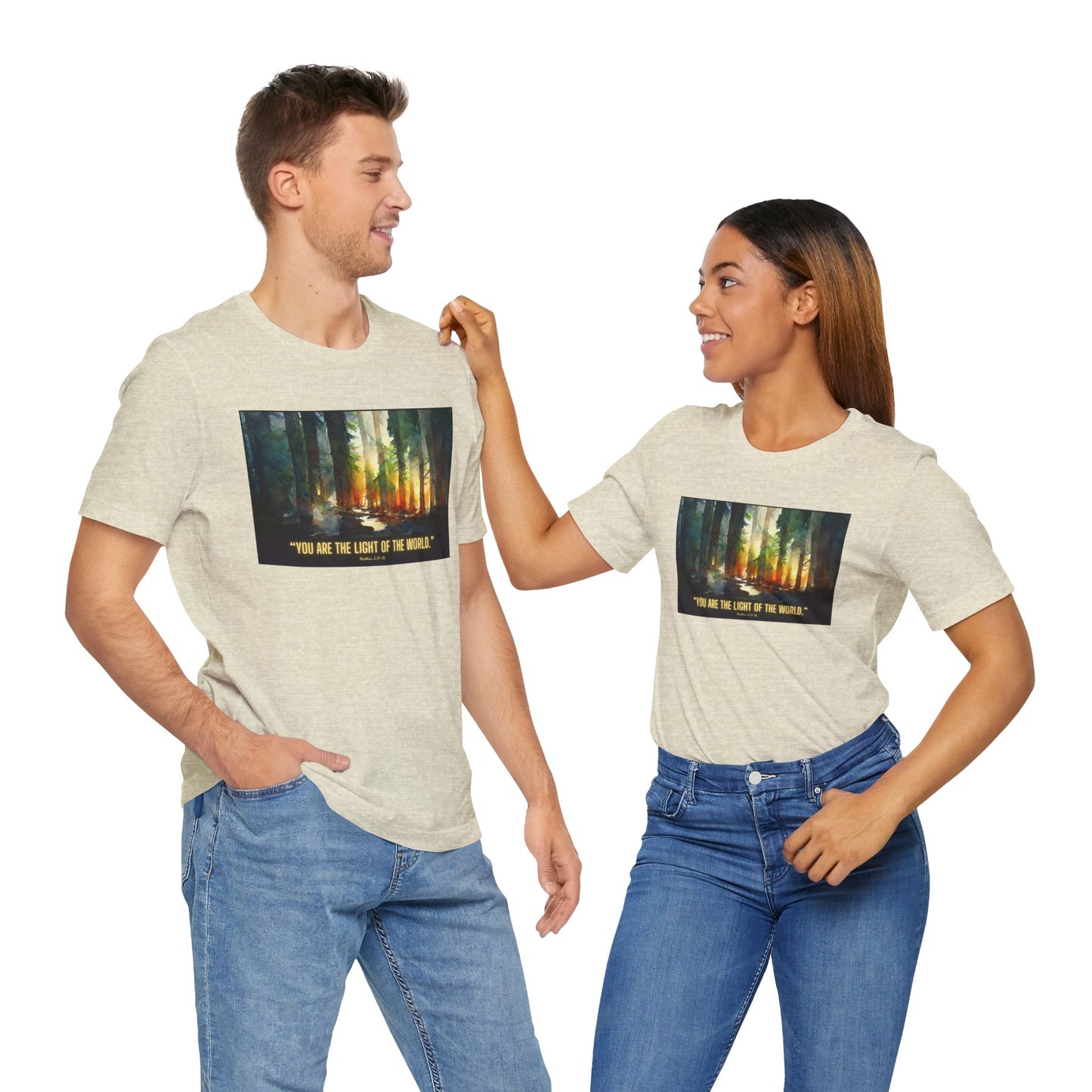 Christian Tee Shirt "Light of the World" Matthew 5:14-16 Unisex Jersey Short Sleeve Tee