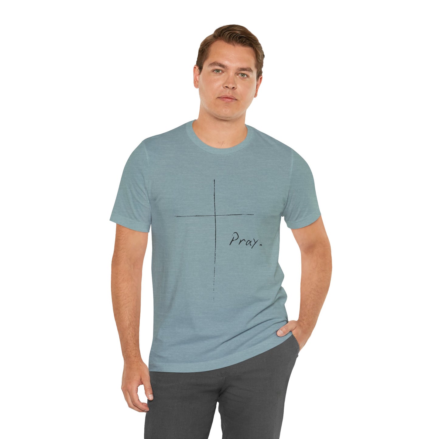 "Pray" Cross Tee – Faithful Apparel Reflecting God's Call to Prayer by Northwest Haven's Harvest