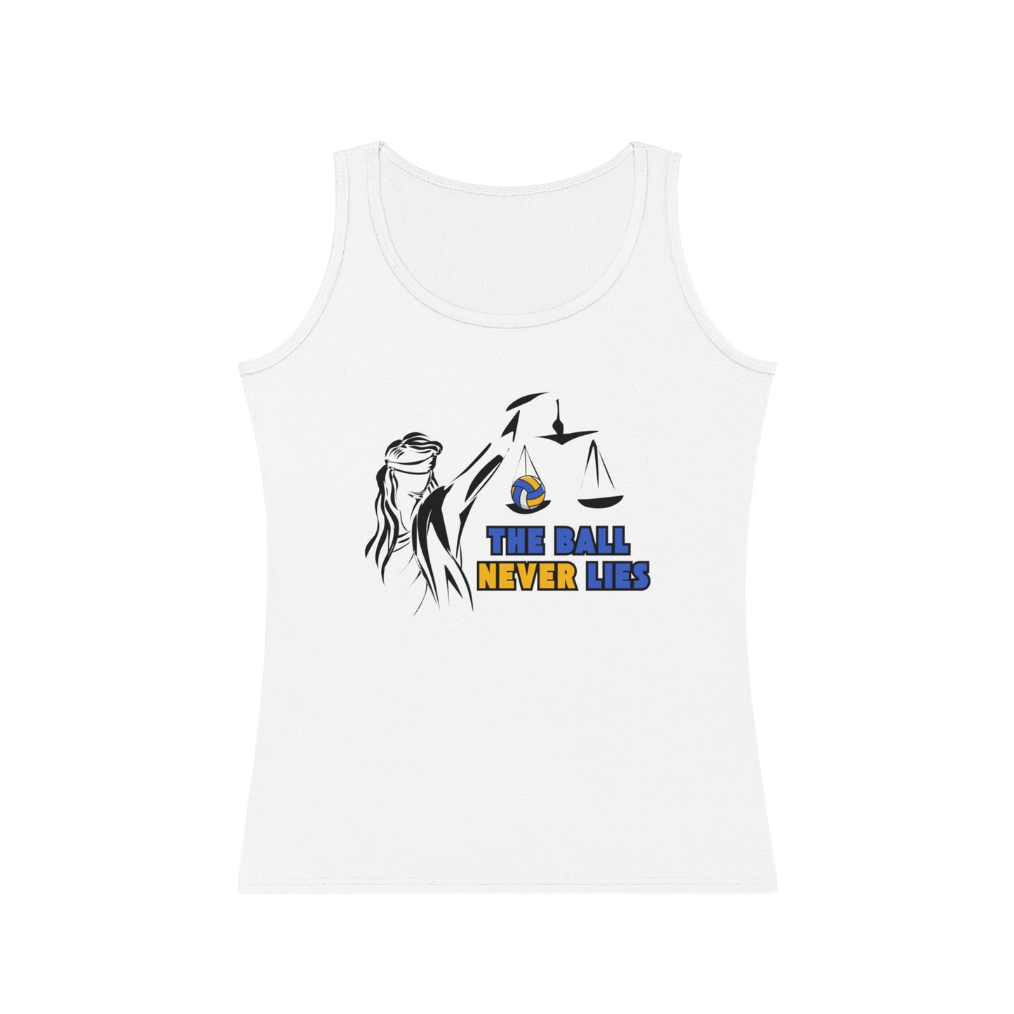 "The Ball Never Lies" Scale of Justice Volleyball tank top – Beach, Indoor, & Beyond