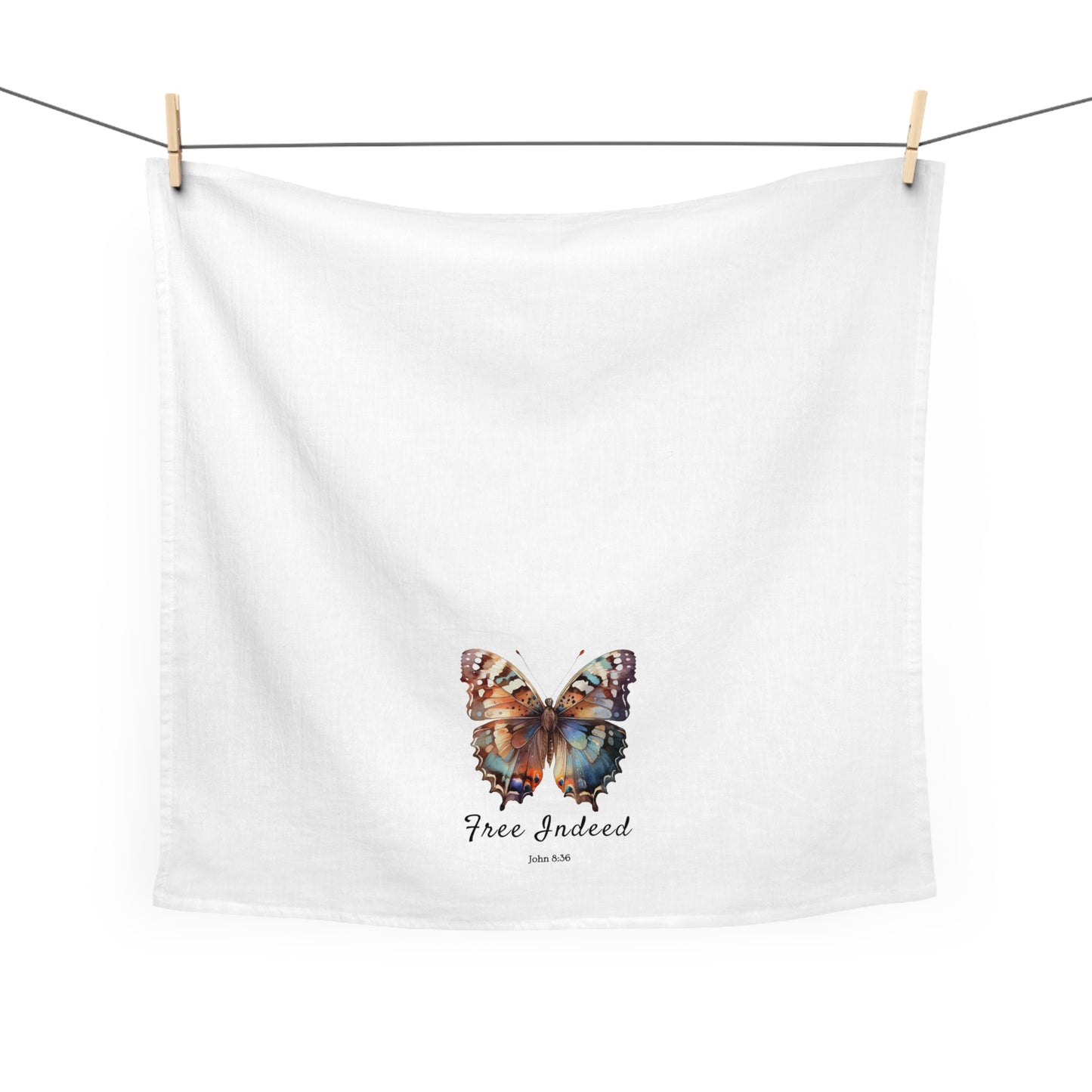 Inspirational Butterfly "Free Indeed" Tea Towel (Style 1) – Beautiful Kitchen Decor with Scripture by Northwest Haven's Harvest