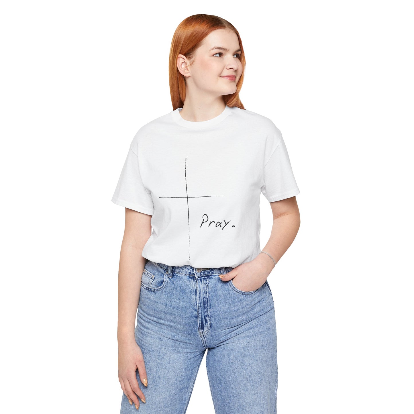 "Pray" Cross Tee – Faithful Apparel Reflecting God's Call to Prayer by Northwest Haven's Harvest