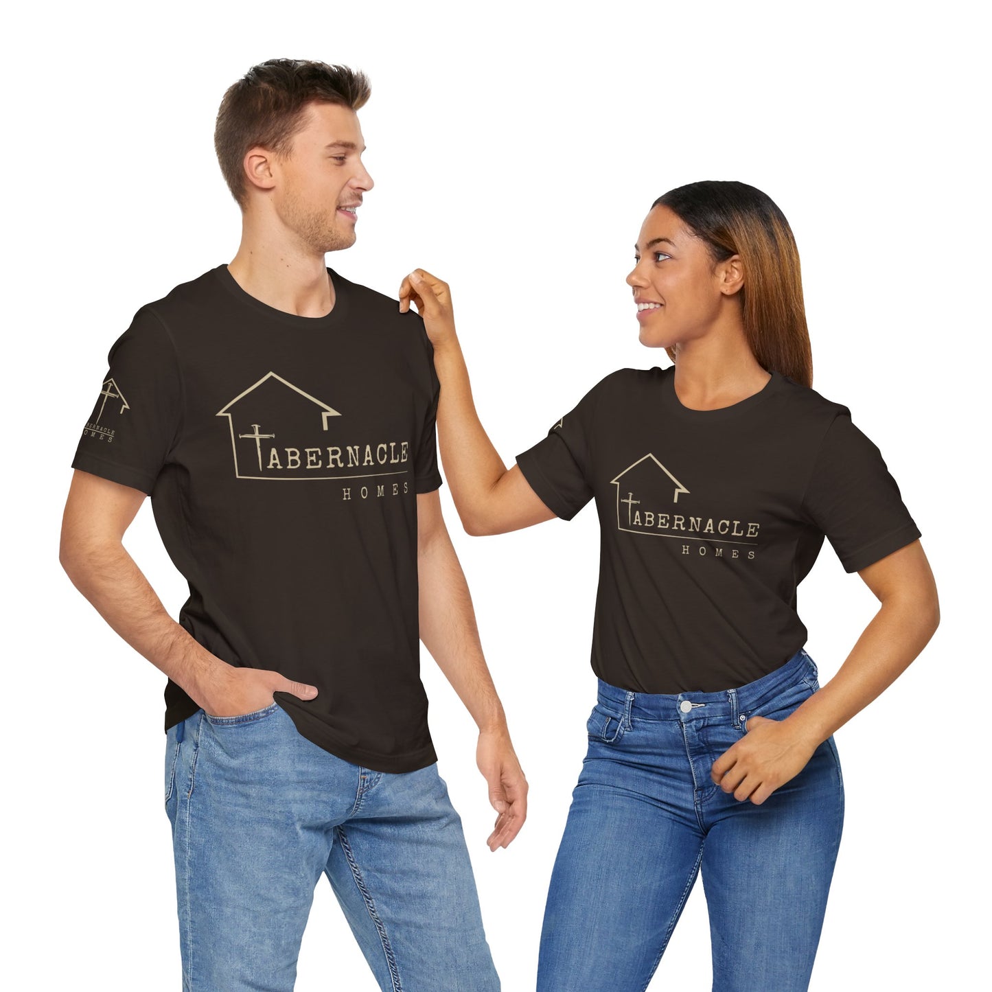 Modern Tee, Custom branded for your Company - Tabernacle Homes on front & sleeve