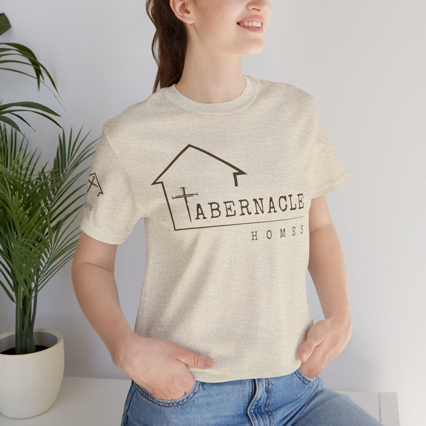 Modern Tee, Custom branded for your Company - Tabernacle Homes on front & sleeve