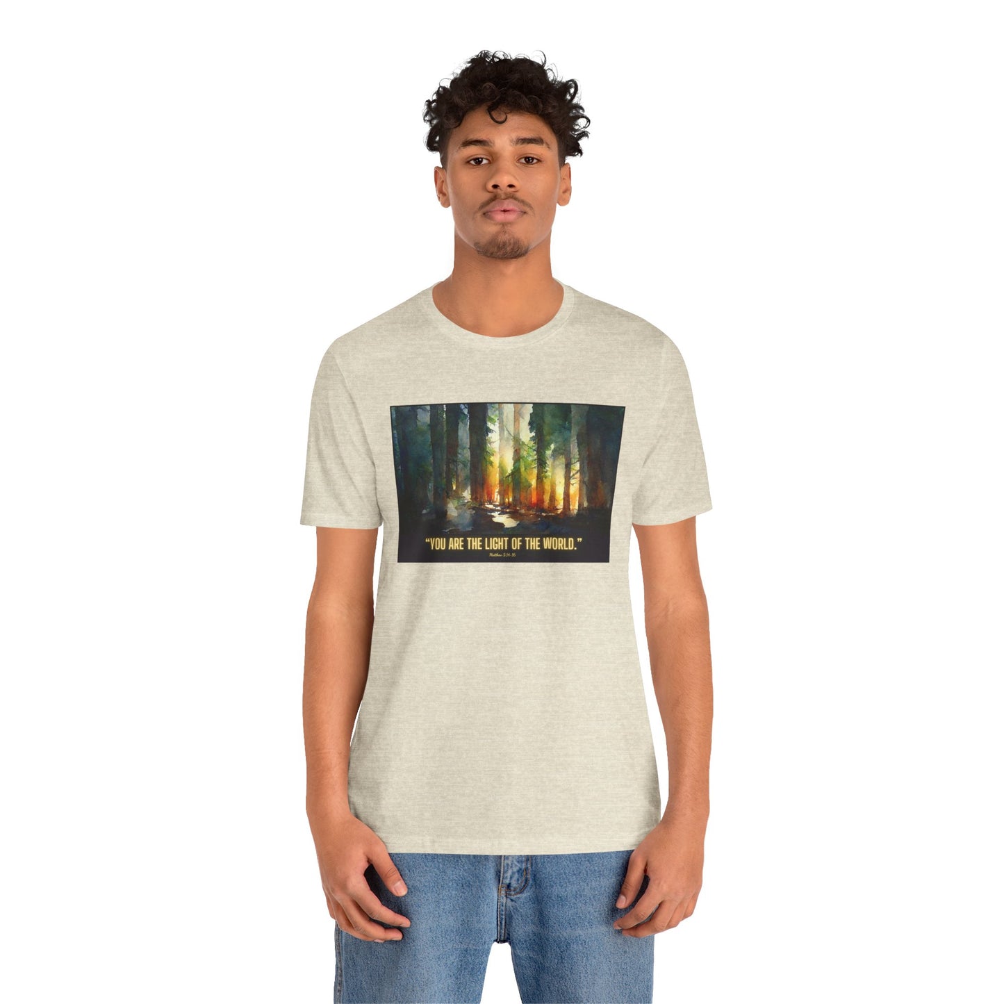 Christian Tee Shirt "Light of the World" Matthew 5:14-16 Unisex Jersey Short Sleeve Tee