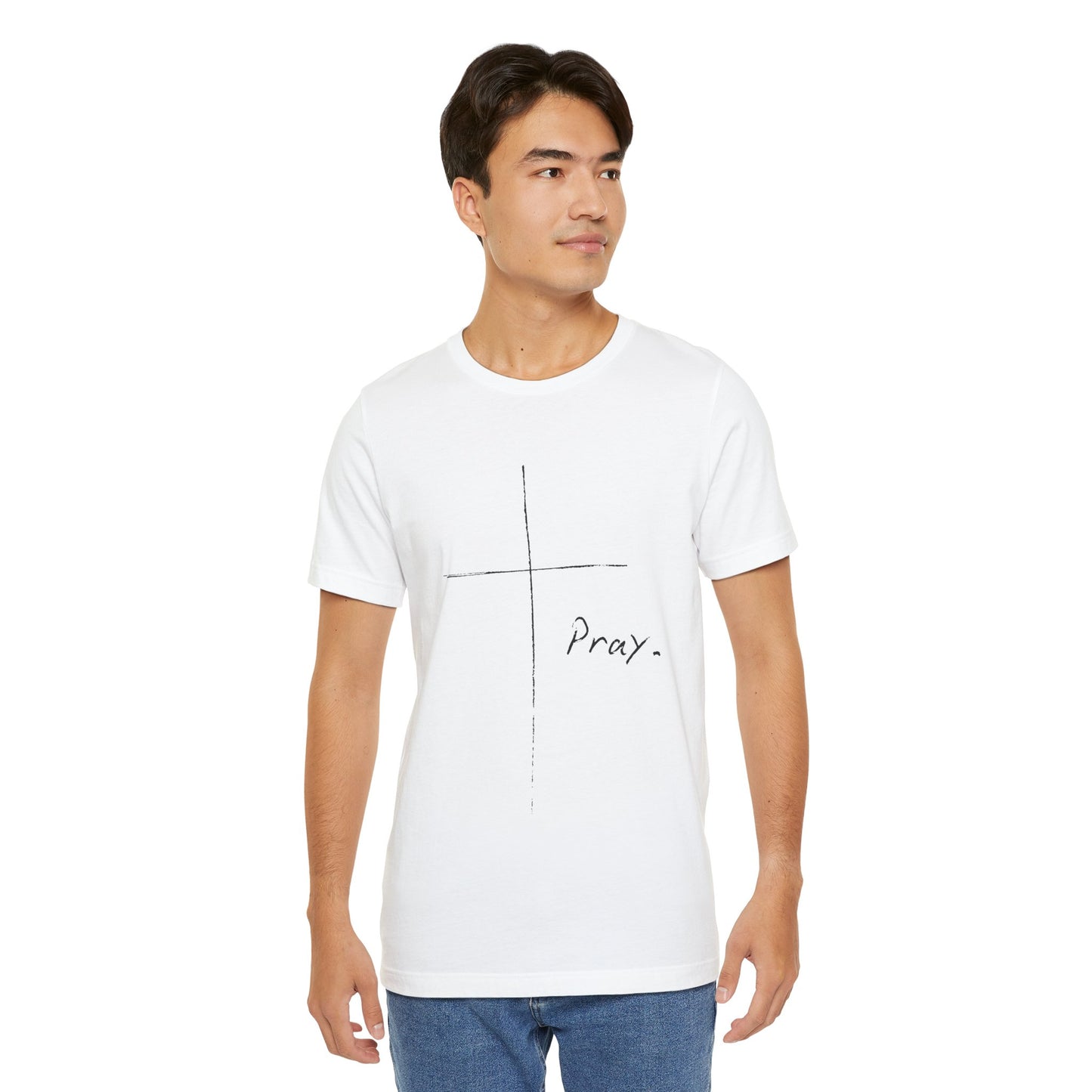 "Pray" Cross Tee – Faithful Apparel Reflecting God's Call to Prayer by Northwest Haven's Harvest