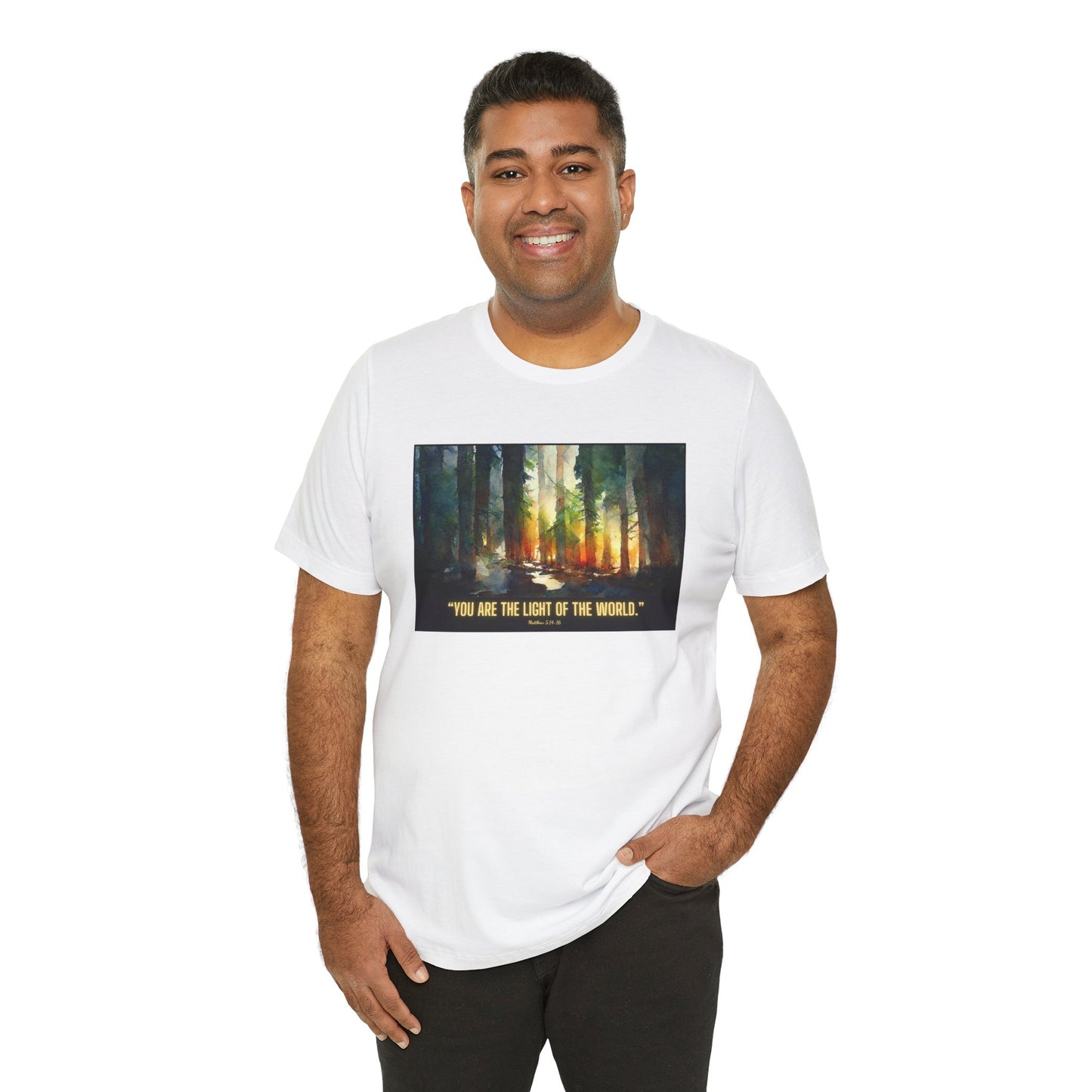 Christian Tee Shirt "Light of the World" Matthew 5:14-16 Unisex Jersey Short Sleeve Tee