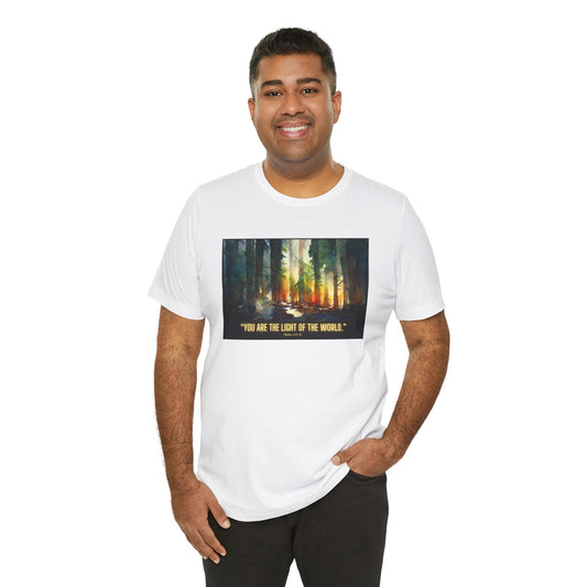 Christian Tee Shirt "Light of the World" Matthew 5:14-16 Unisex Jersey Short Sleeve Tee