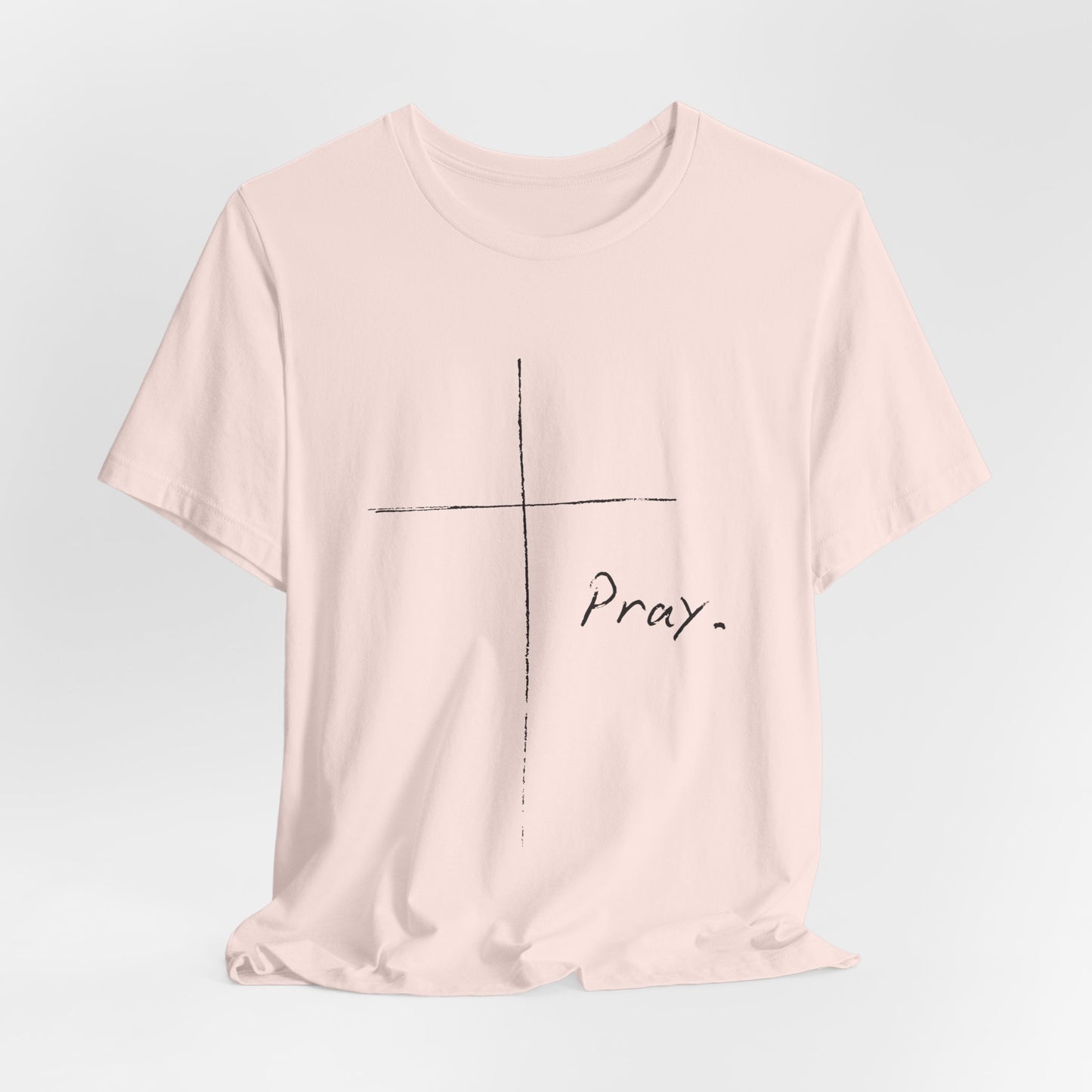 "Pray" Cross Tee – Faithful Apparel Reflecting God's Call to Prayer by Northwest Haven's Harvest