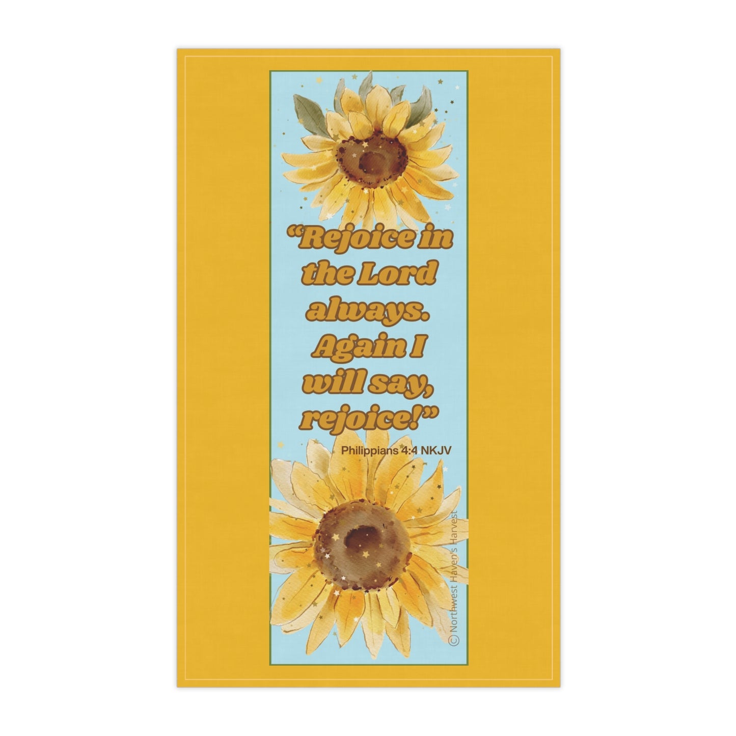 Inspirational Sunflower Tea Towels 18" x 30" with Philippians 4:4 scripture – Joyful Kitchen Decor by Northwest Haven's Harvest