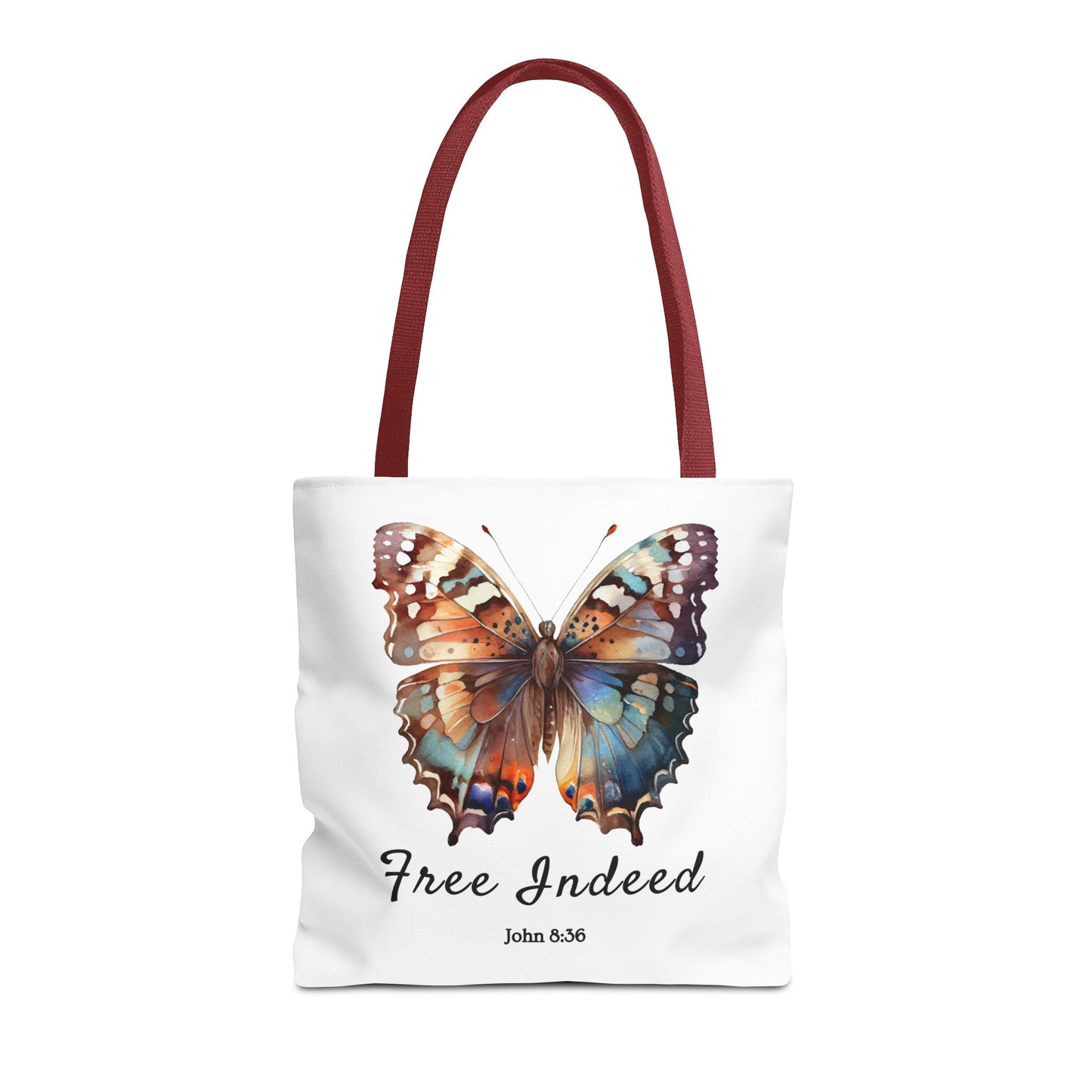 "Free Indeed Butterfly Tote Bag | Celebrate Faith and Freedom | Inspired by John 8:36" Design by Northwest Haven's Harvest"