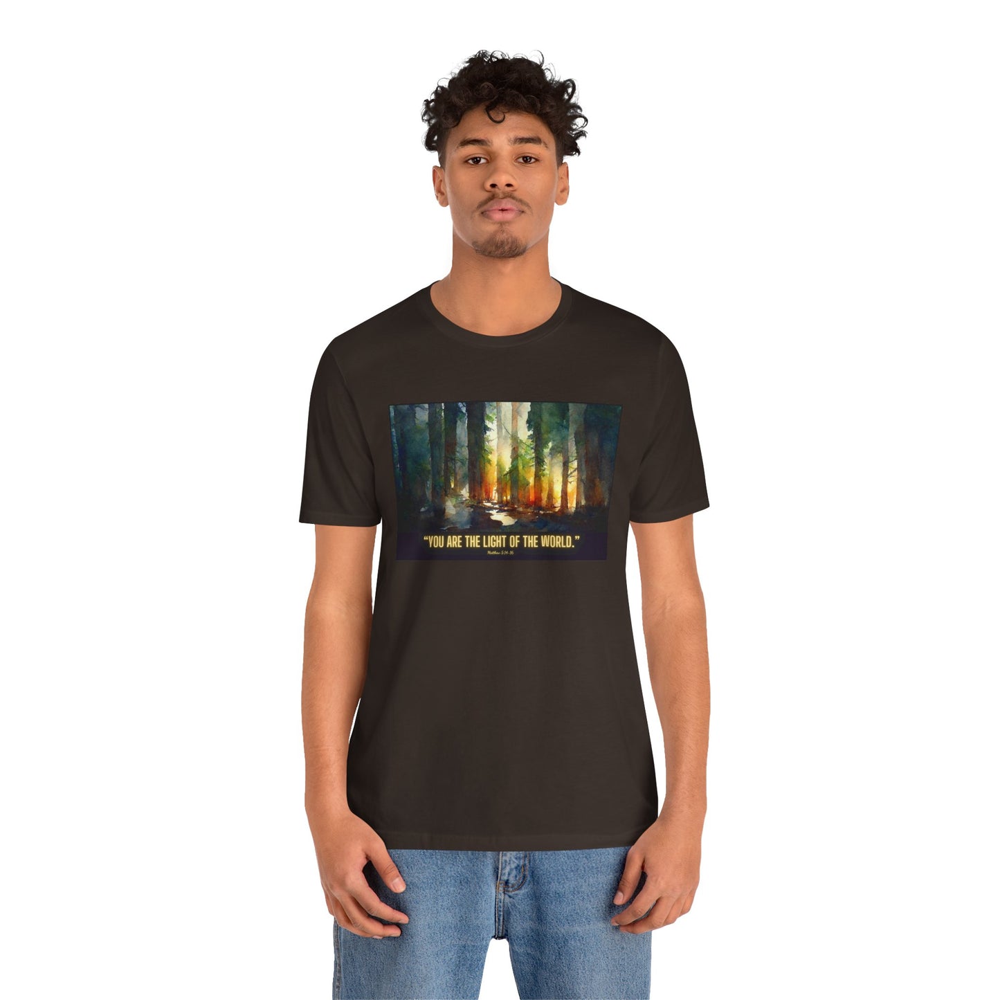 Christian Tee Shirt "Light of the World" Matthew 5:14-16 Unisex Jersey Short Sleeve Tee