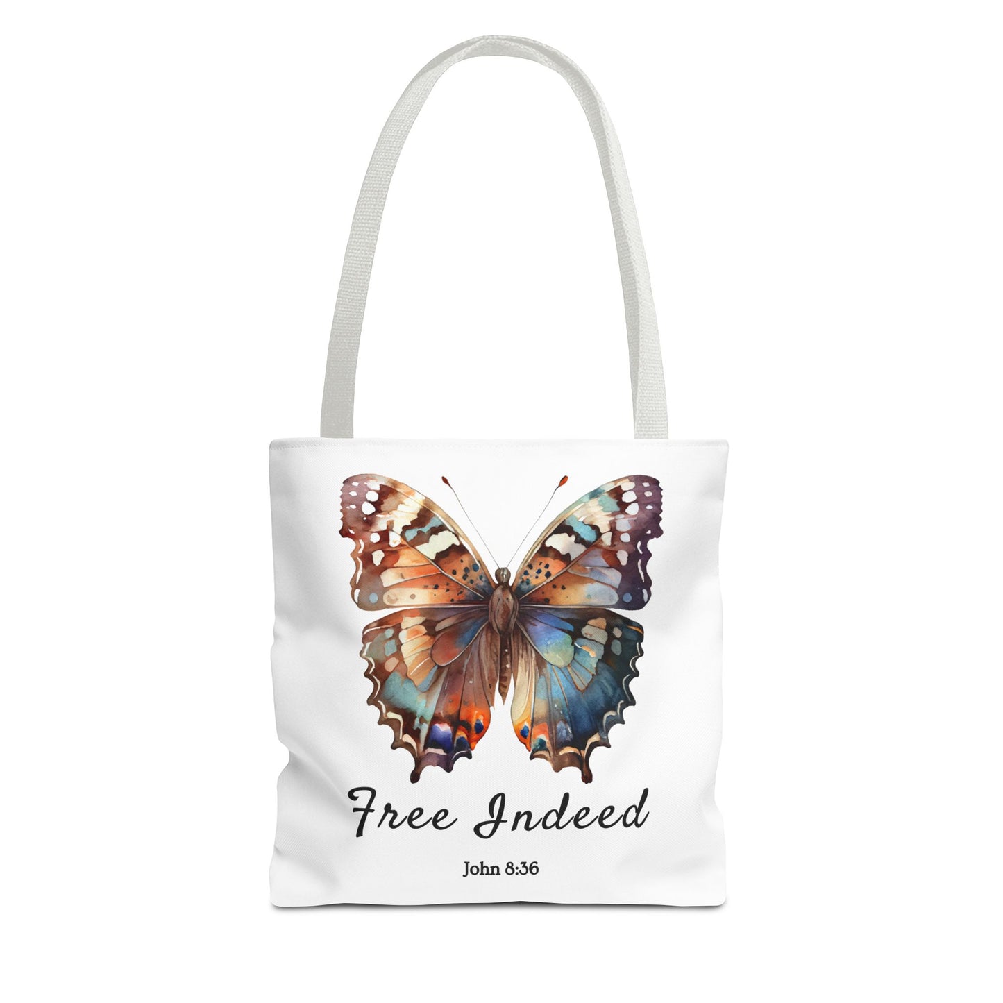 "Free Indeed Butterfly Tote Bag | Celebrate Faith and Freedom | Inspired by John 8:36" Design by Northwest Haven's Harvest"