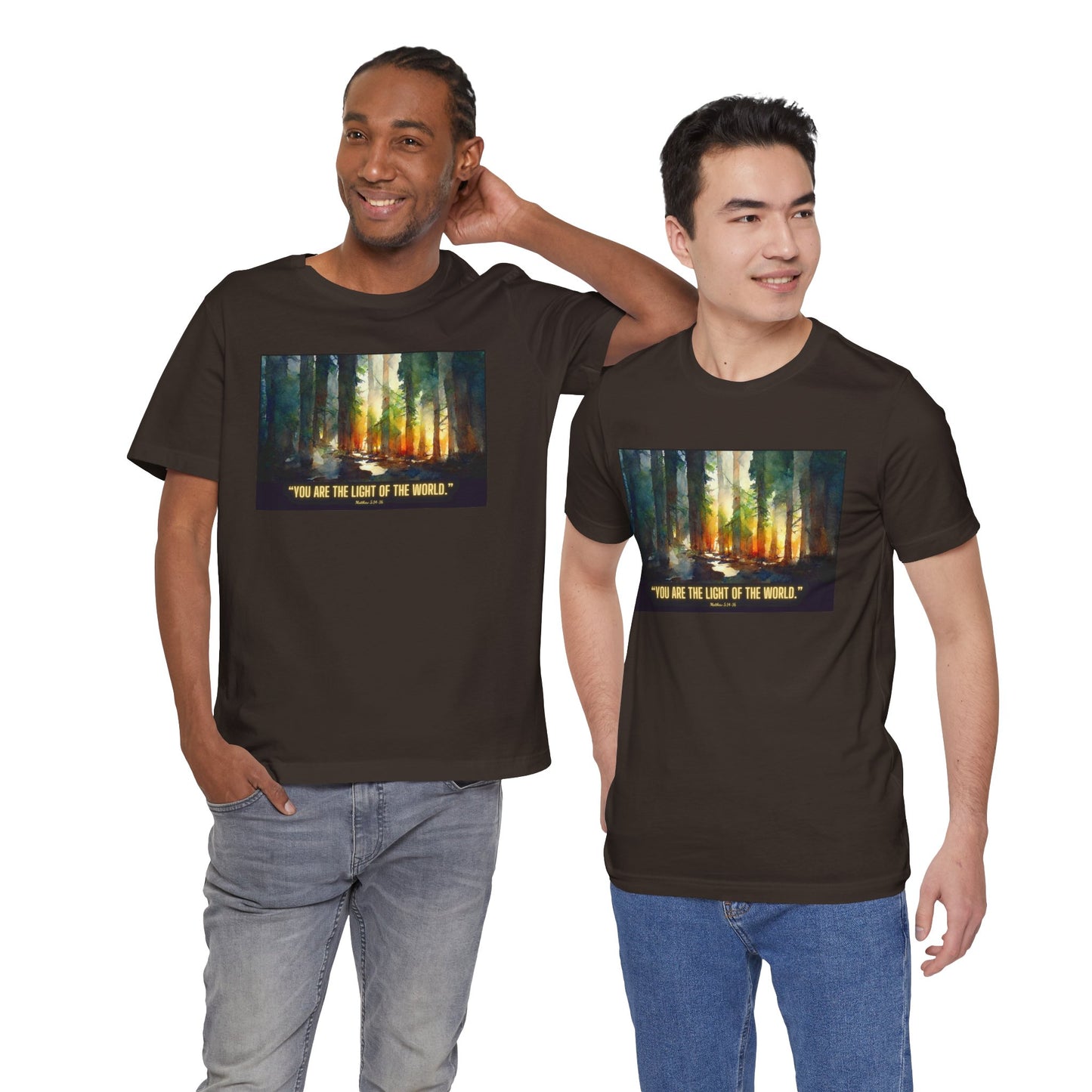 Christian Tee Shirt "Light of the World" Matthew 5:14-16 Unisex Jersey Short Sleeve Tee