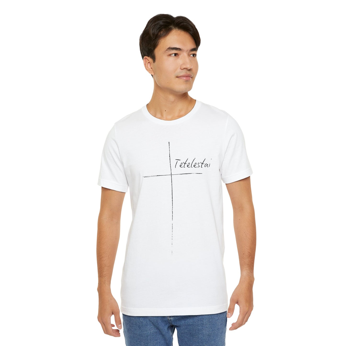 Tetelestai Cross Tee – Minimalist Christian Apparel | 'It Is Finished' Inspirational Faith Shirt