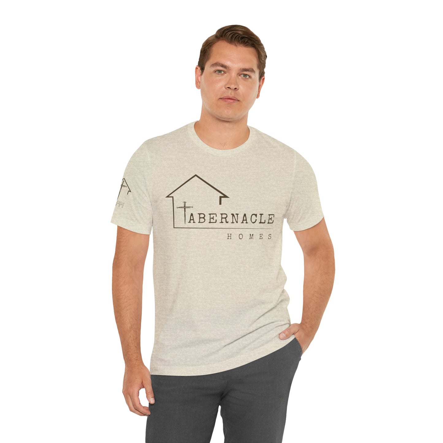 Modern Tee, Custom branded for your Company - Tabernacle Homes on front & sleeve