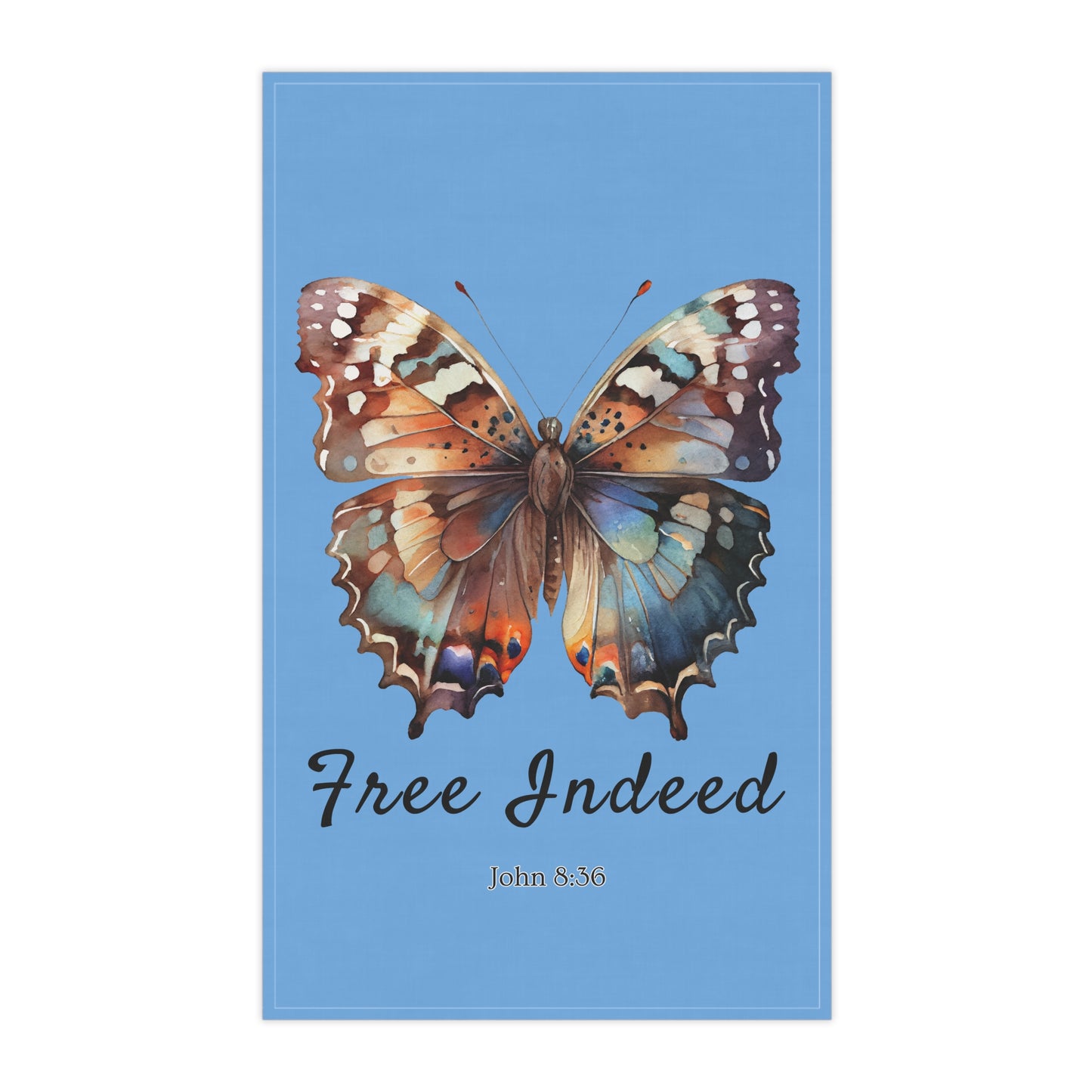Inspirational Butterfly Tea Towels 18" x 30" with inspiration from John 8:36 scripture – Joyful Kitchen Decor by Northwest Haven's Harvest