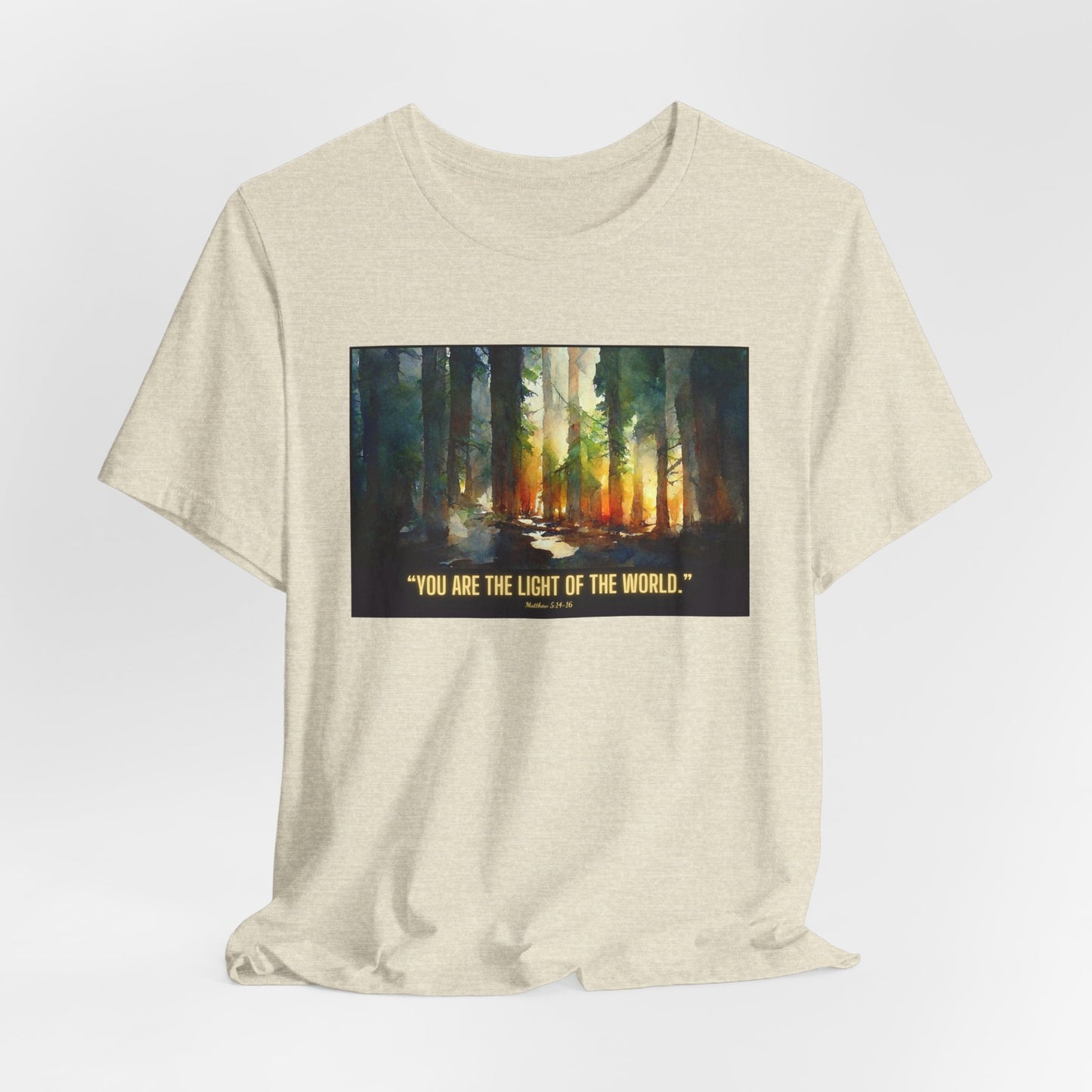 Christian Tee Shirt "Light of the World" Matthew 5:14-16 Unisex Jersey Short Sleeve Tee