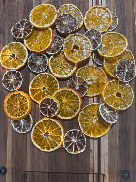 Organic Dried Citrus Garland: Orange, Lime, Gold Accent Christmas Decor