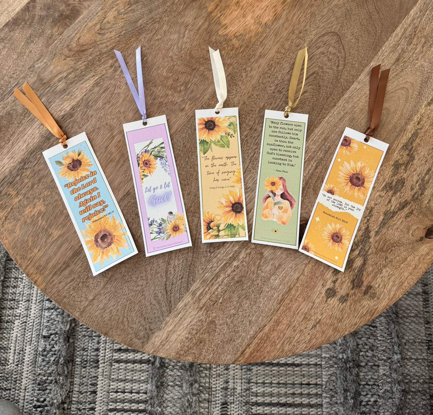 Digital Download: Christian Sunflower Bookmarks with Scriptures (Set 1)